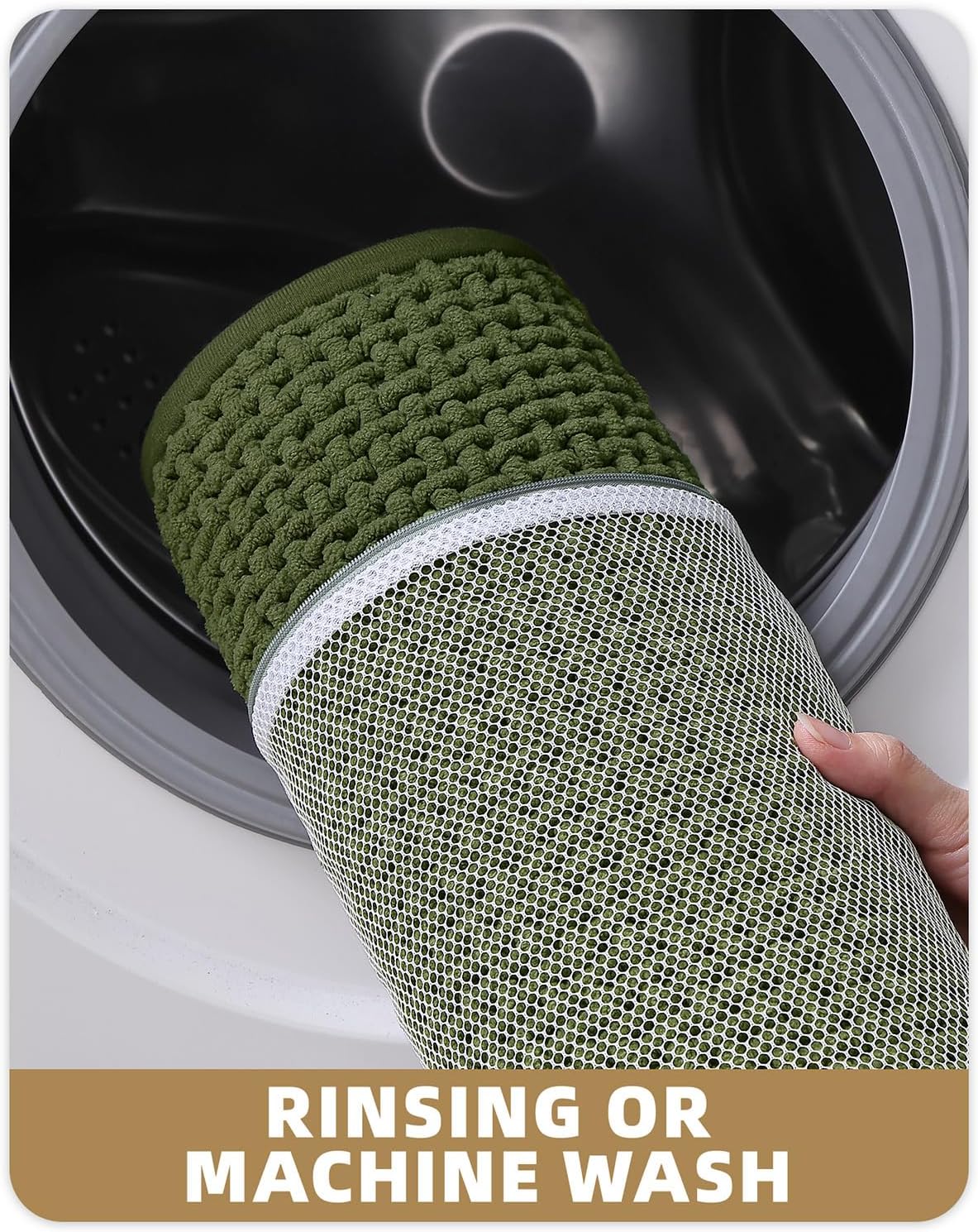 Color&Geometry Chenille Pile Large Bathroom Rugs Upgraded Denser, 24"x36" Non Slip Absorbent Green Bath Mats for Bathroom Thin Fit Under Door, Washable Quick Dry
