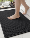 Color&Geometry Chenille Pile Large Bathroom Rugs Upgraded Denser, 24"x36" Non Slip Absorbent Green Bath Mats for Bathroom Thin Fit Under Door, Washable Quick Dry