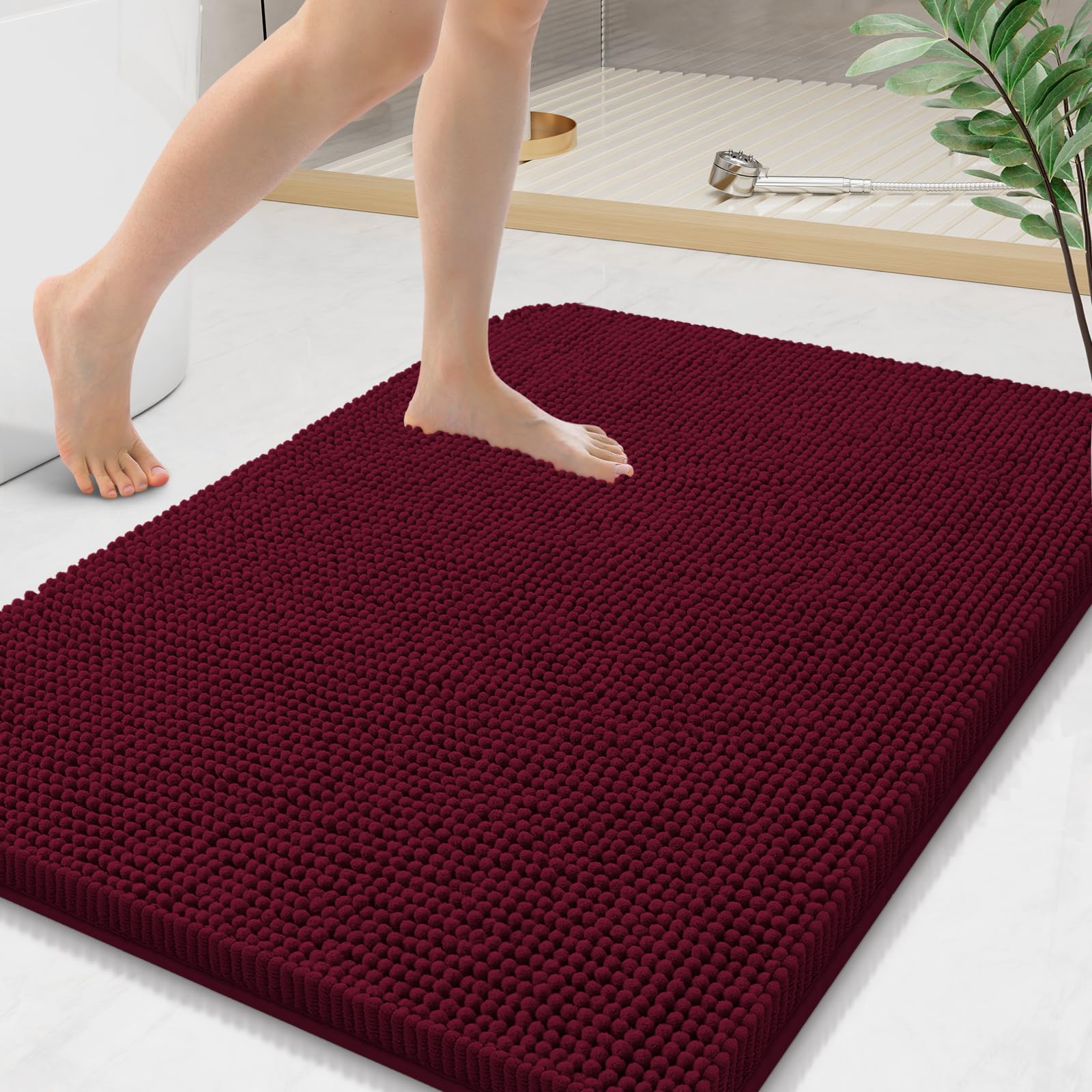 Arotive Bathroom Rugs 70x24, Extra Soft Absorbent Shaggy Chenille Bath Rugs, Machine Washable Rubber Backing Non-Slip Bath Mats for Bathroom Floor Tub and Shower, Home Decor Accessories, Beige
