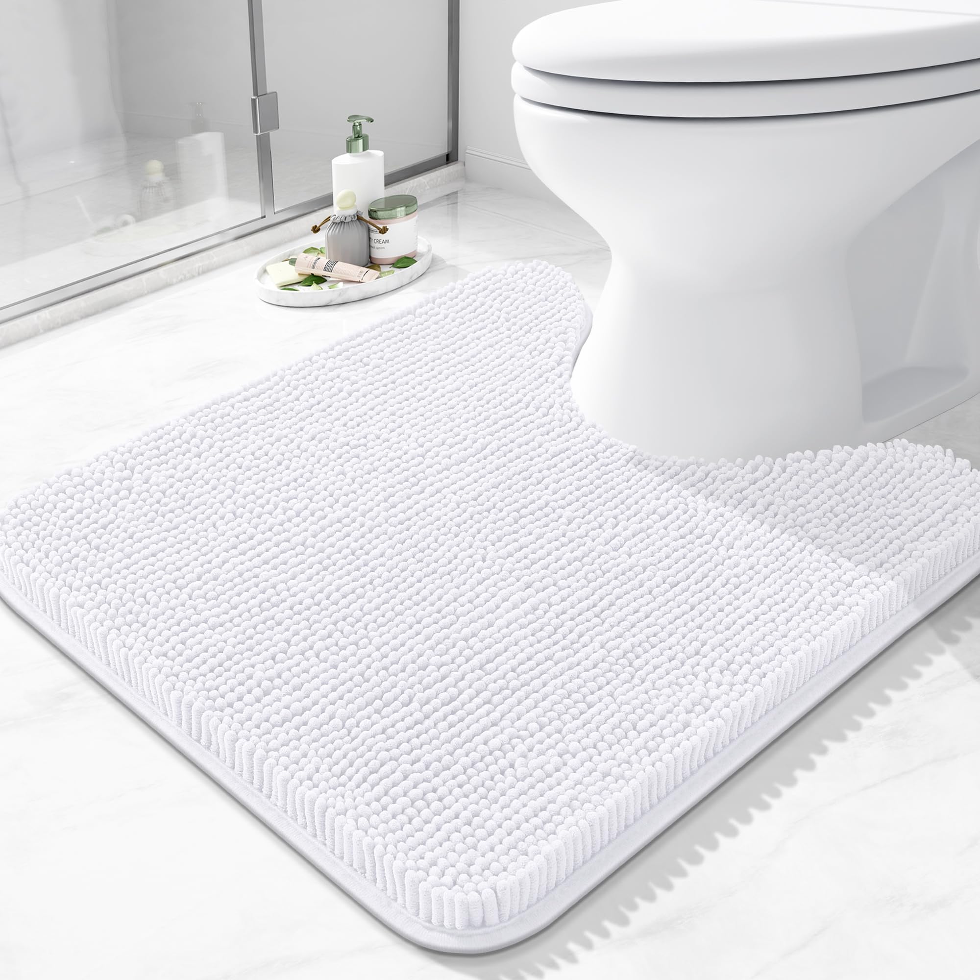 Arotive Bathroom Rugs 30x20, Extra Soft Absorbent Shaggy Chenille Bath Rugs, Machine Washable Rubber Backing Non-Slip Bath Mats for Bathroom Floor Tub and Shower, Home Decor Accessories, Grey