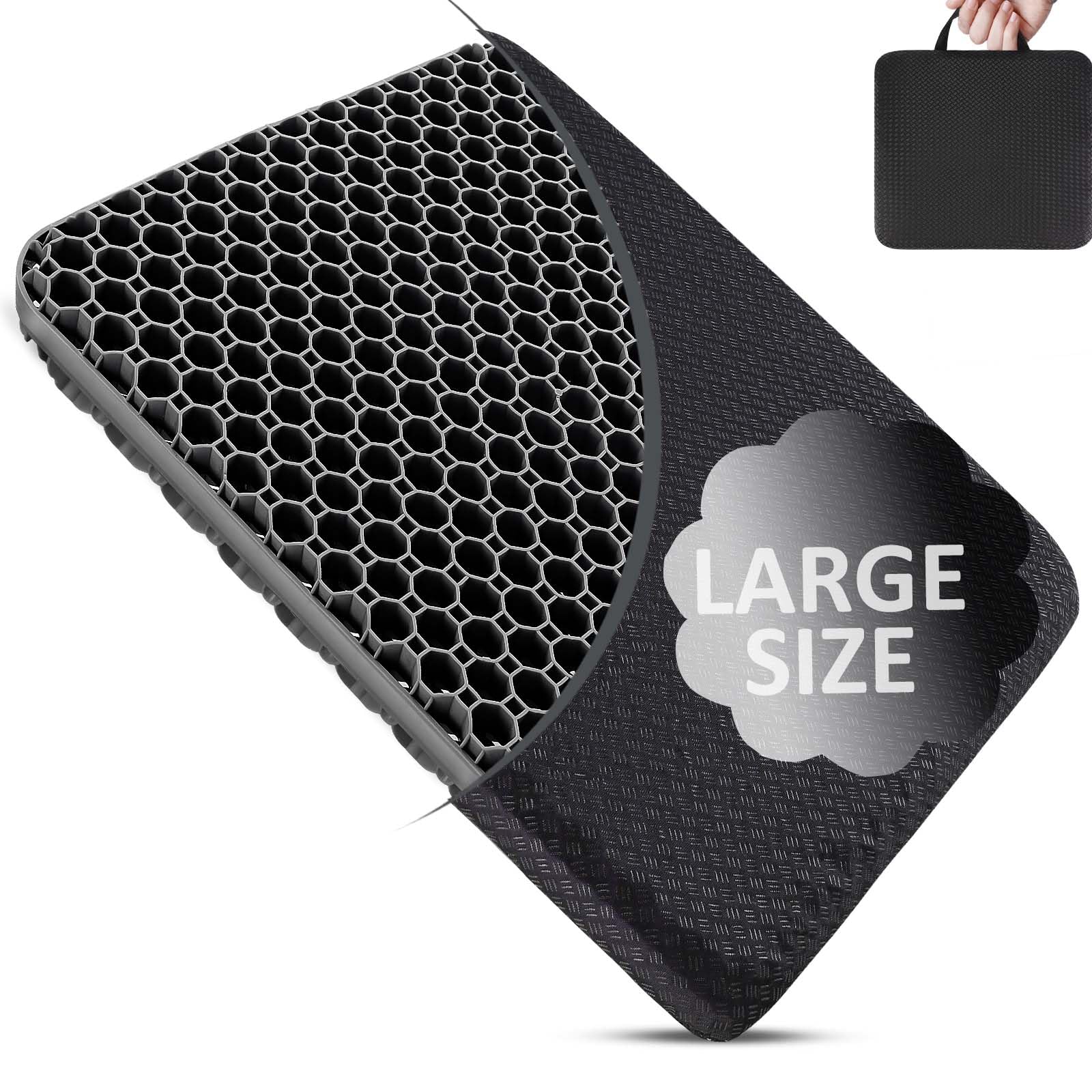 Thicken 19.7in Seat Cushion, Gel Seat Cushion for Long Sitting–Office Chair, Wheelchair, Car Pad, Large Cooling Support Pad for Back Pain, Sciatica, Tailbone Pain Relief