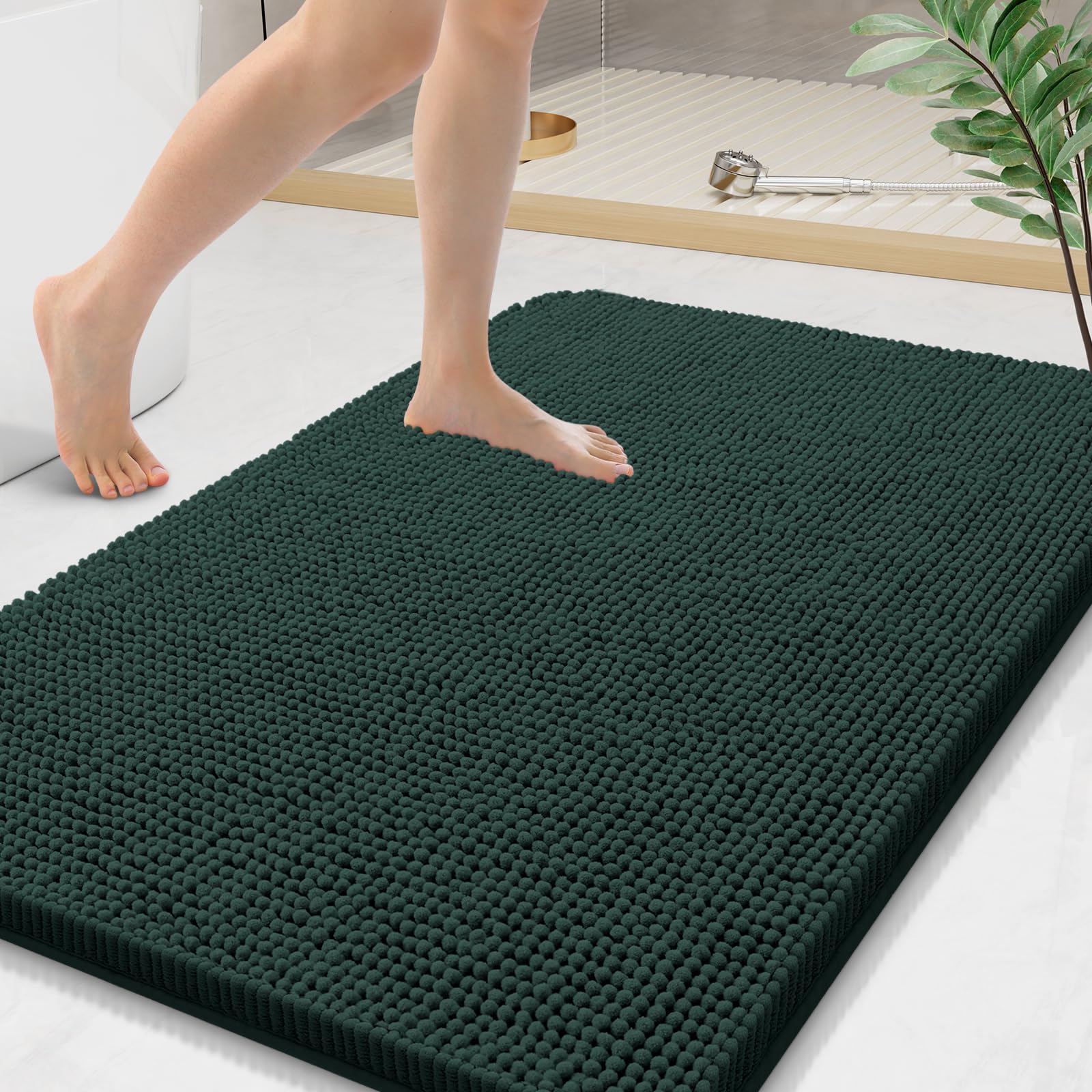 Arotive Bathroom Rugs 70x24, Extra Soft Absorbent Shaggy Chenille Bath Rugs, Machine Washable Rubber Backing Non-Slip Bath Mats for Bathroom Floor Tub and Shower, Home Decor Accessories, Beige
