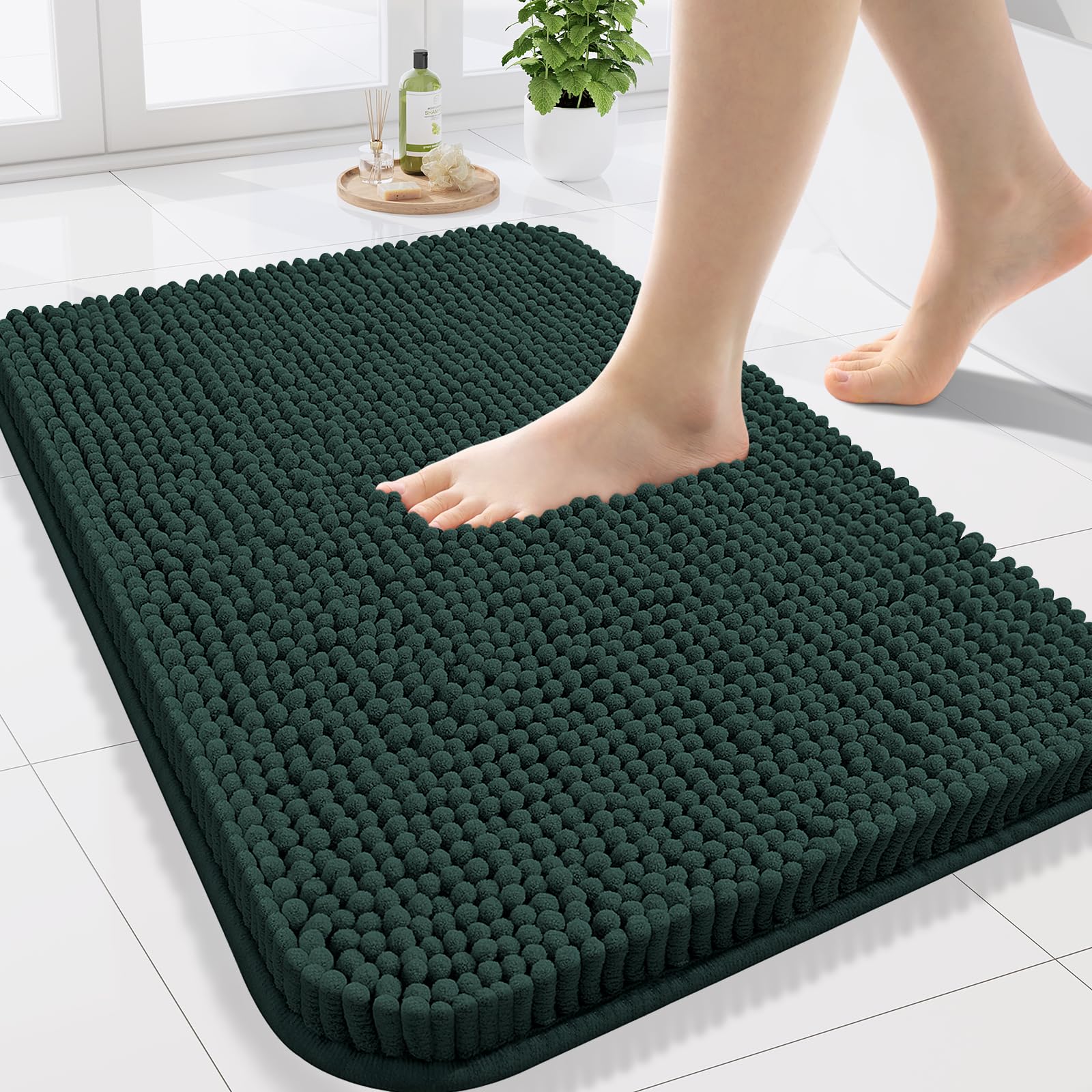 Arotive Bathroom Rugs 70x24, Extra Soft Absorbent Shaggy Chenille Bath Rugs, Machine Washable Rubber Backing Non-Slip Bath Mats for Bathroom Floor Tub and Shower, Home Decor Accessories, Beige