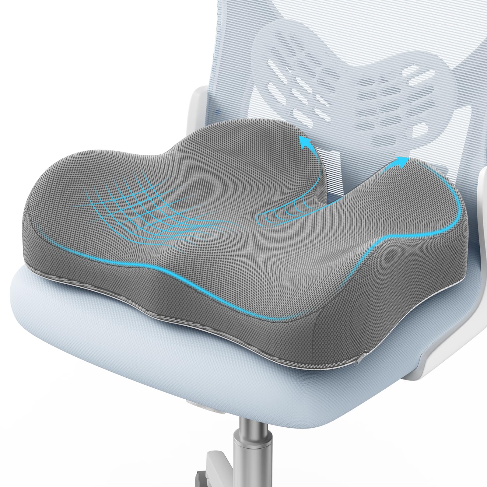 A-Pce Seat Cushion-Large Memory Foam Cushion for Office Chair-Sciatica & Lower Back & Coccyx Pain Relief-Coccyx Cushion for Car&Long Sitting at Work,Black