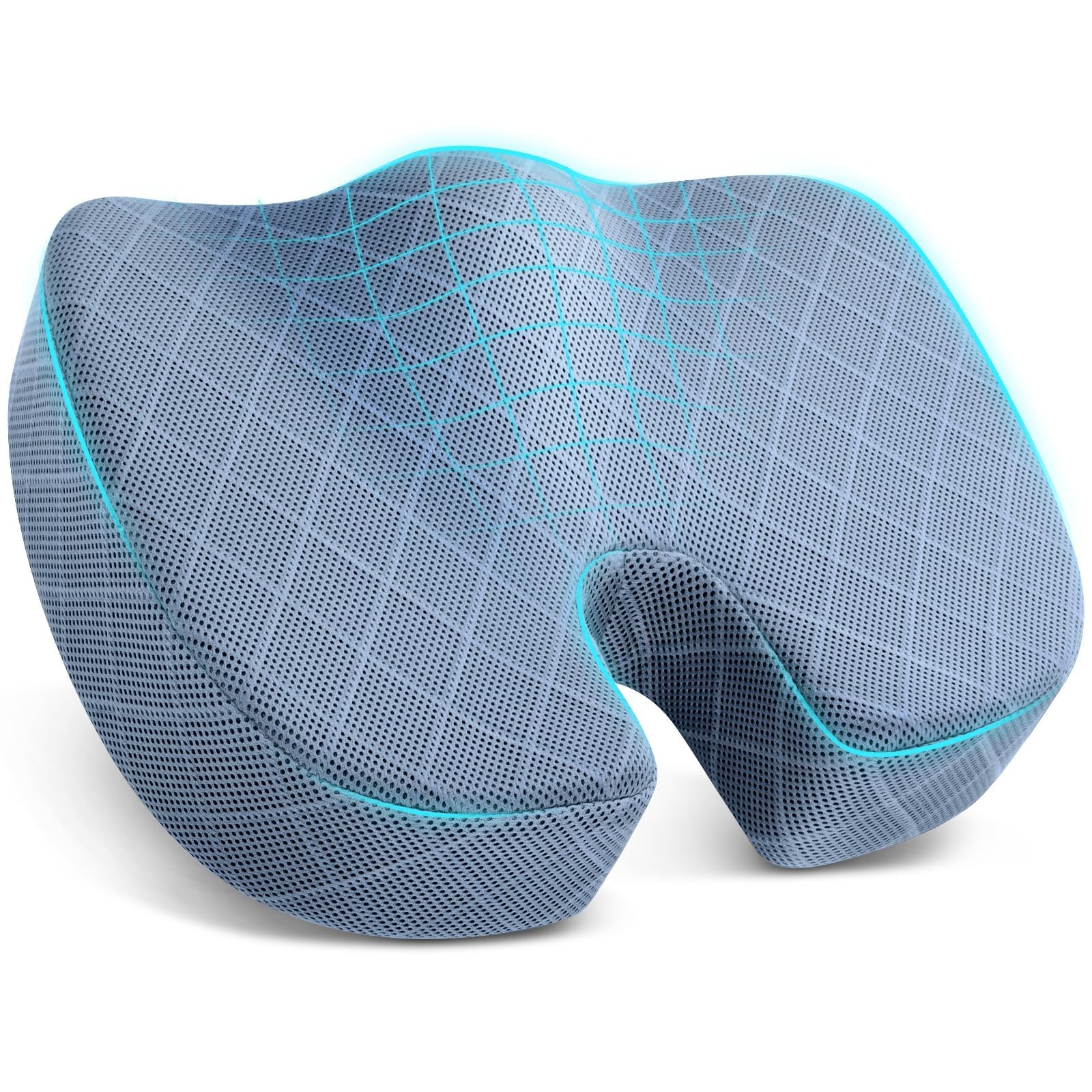 TushGuard Seat Cushion - Memory Foam Cushion for Office Chair, Car Seat, Airplane, Bleacher - Sciatica & Hip & Coccyx Pain Relief Desk Chair Cushion for Long Sitting Office Workers, Car Drivers