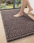 DEXI Bathroom Rugs 24x36, Non Slip Washable Bath Mat, Luxury Chenille Super Absorbent Ultra Thick Bathmats for Shower Floor, Plush Fluffy Shaggy Carpet for Tub, Beige