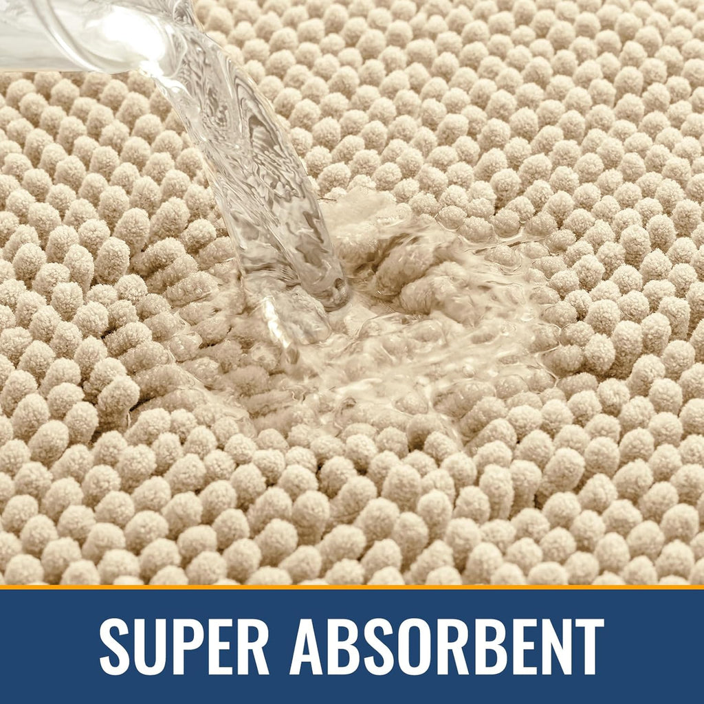 Arotive Bathroom Rugs 70x24, Extra Soft Absorbent Shaggy Chenille Bath Rugs, Machine Washable Rubber Backing Non-Slip Bath Mats for Bathroom Floor Tub and Shower, Home Decor Accessories, Beige