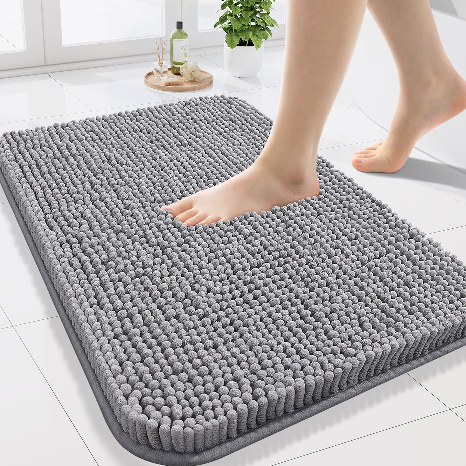 Arotive Bathroom Rugs 70x24, Extra Soft Absorbent Shaggy Chenille Bath Rugs, Machine Washable Rubber Backing Non-Slip Bath Mats for Bathroom Floor Tub and Shower, Home Decor Accessories, Beige