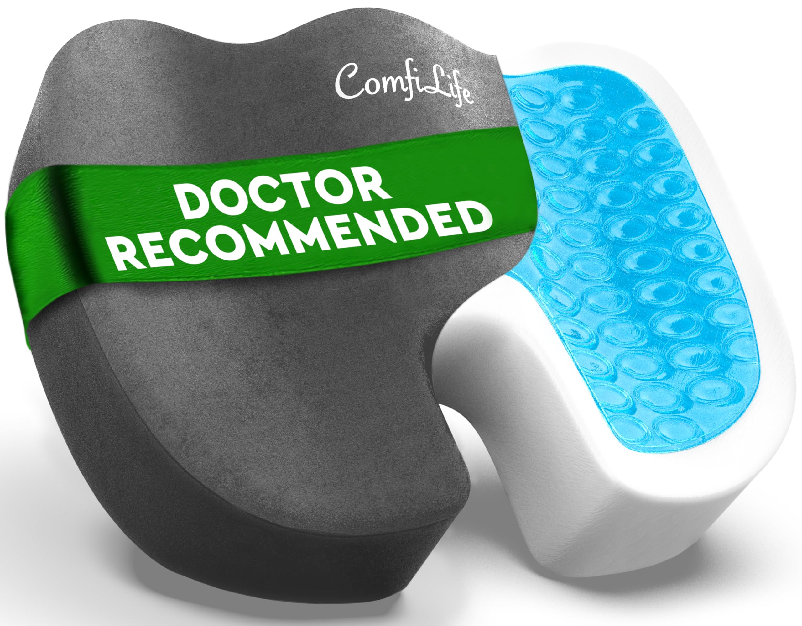ComfiLife Premium Gel & Memory Foam Seat Cushion – Doctor Recommended Office Chair Cushion, Car Seat Cushion – Chair Cushions for Back & Sciatica Pain Relief – Seat Cushions for Office & Desk (Black)