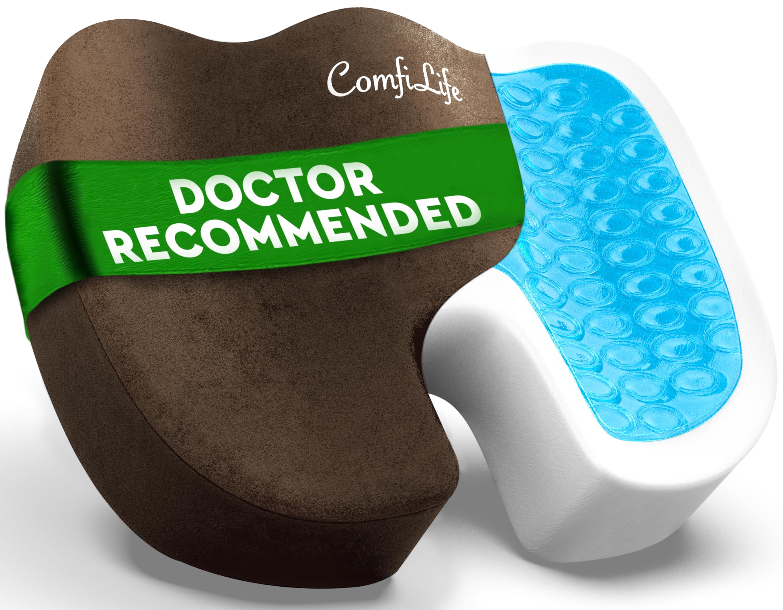 ComfiLife Premium Gel & Memory Foam Seat Cushion – Doctor Recommended Office Chair Cushion, Car Seat Cushion – Chair Cushions for Back & Sciatica Pain Relief – Seat Cushions for Office & Desk (Black)