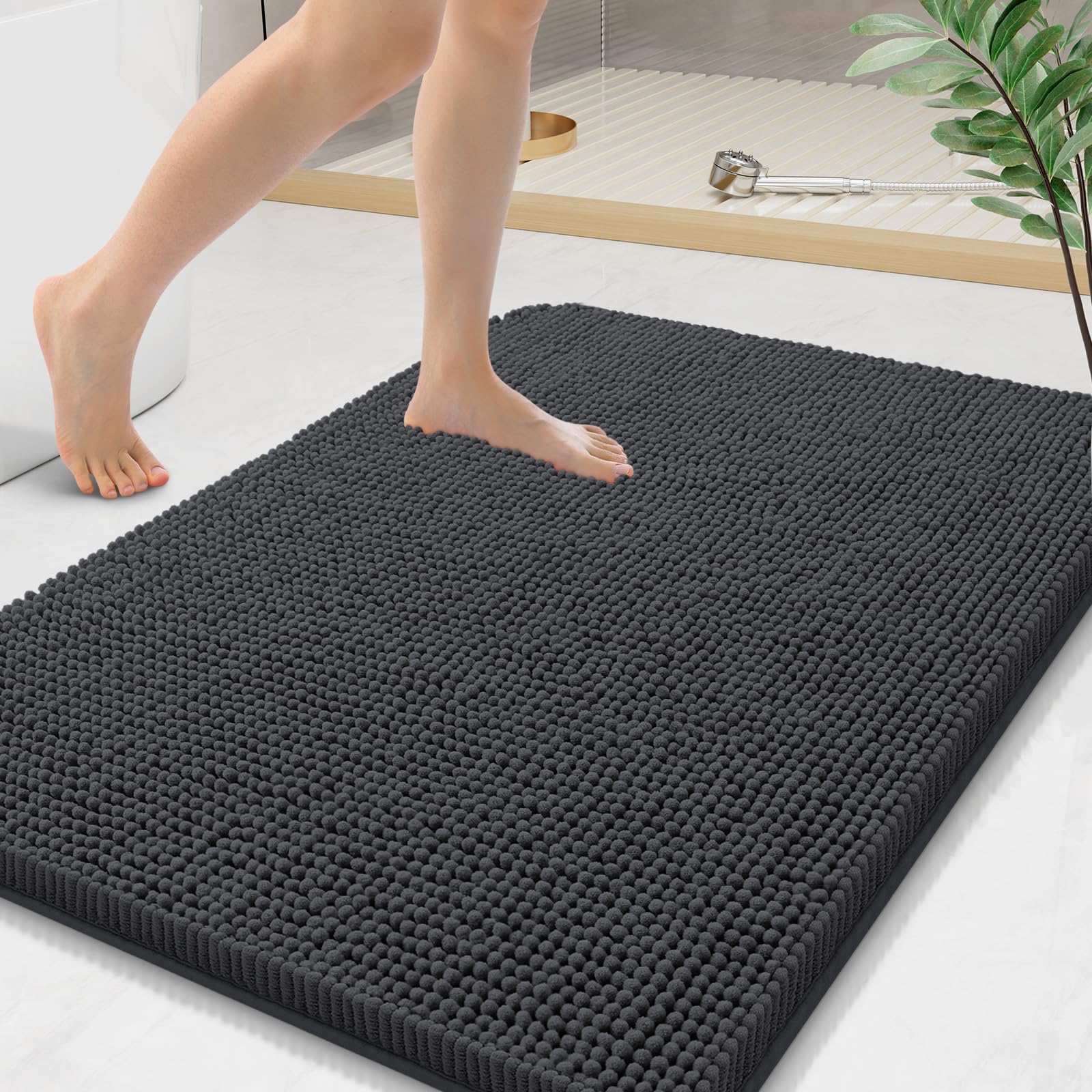 Arotive Bathroom Rugs 70x24, Extra Soft Absorbent Shaggy Chenille Bath Rugs, Machine Washable Rubber Backing Non-Slip Bath Mats for Bathroom Floor Tub and Shower, Home Decor Accessories, Beige