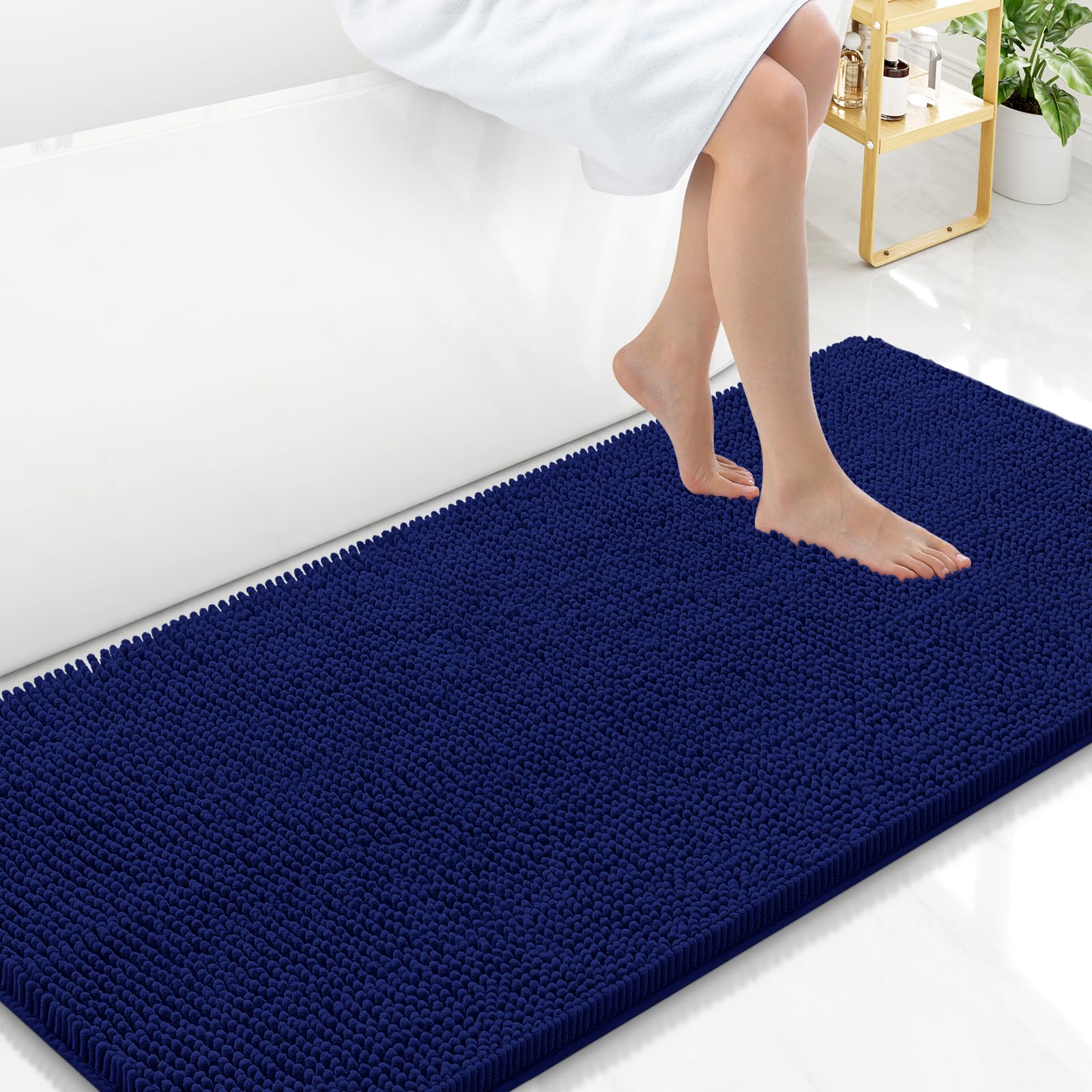 Arotive Bathroom Rugs 30x20, Extra Soft Absorbent Shaggy Chenille Bath Rugs, Machine Washable Rubber Backing Non-Slip Bath Mats for Bathroom Floor Tub and Shower, Home Decor Accessories, Grey