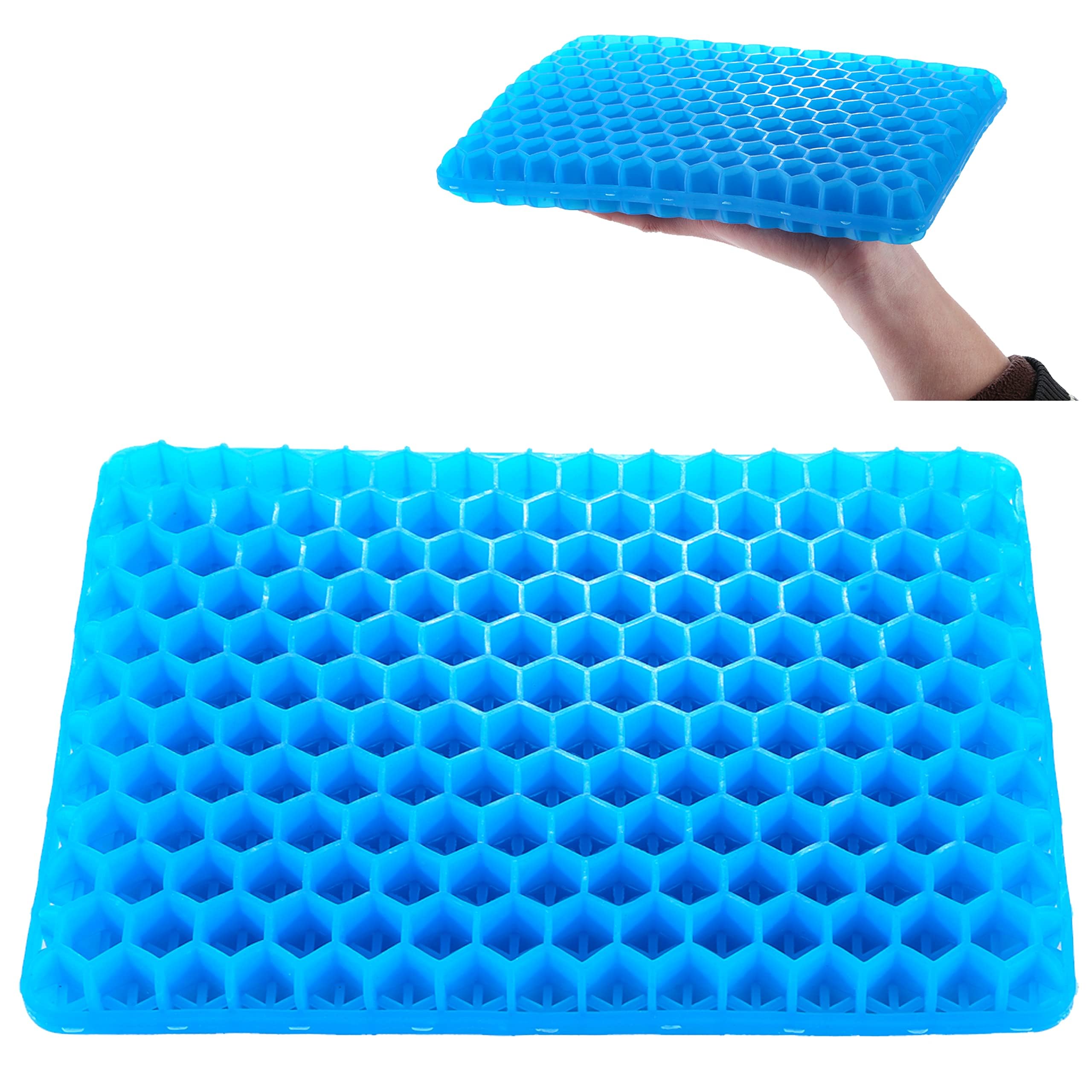 Gel Seat Cushion for Long Sitting - 16.5" x 14.5" x 2.4" (Extra Thick＆Soft) Gel Cushion for People Over 185 lbs, Pressure Relief Cushion for Office Chair, Egg Cushions for Wheelchair, Gel Pad for Car
