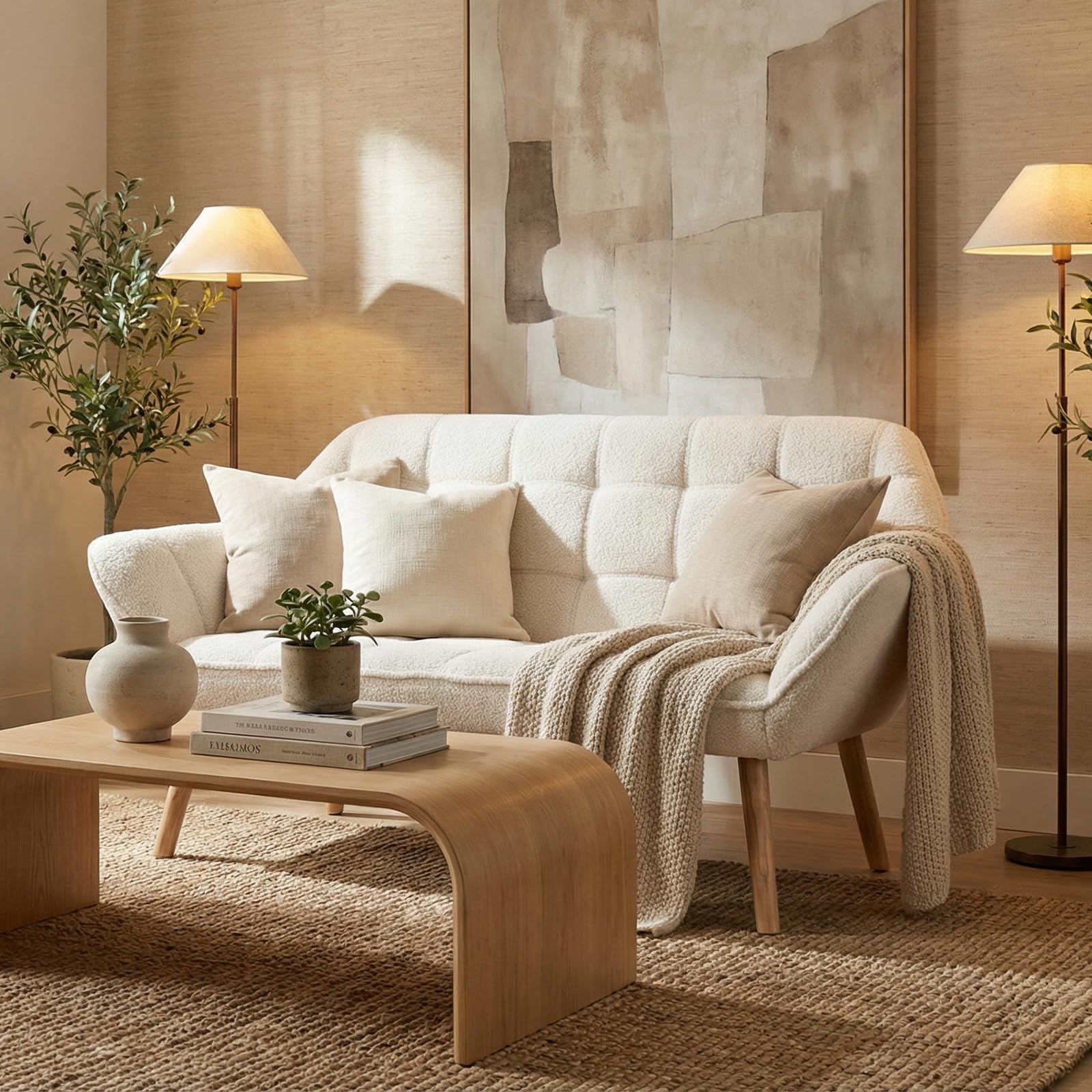Hyfirm 48" Cream Velvet Tufted Loveseat Sofa, Modern Luxury Mini Couch with Gold Metal Legs, Comfy Small Loveseat for Small Space, Living Room, Bedroom, Apartment & Office