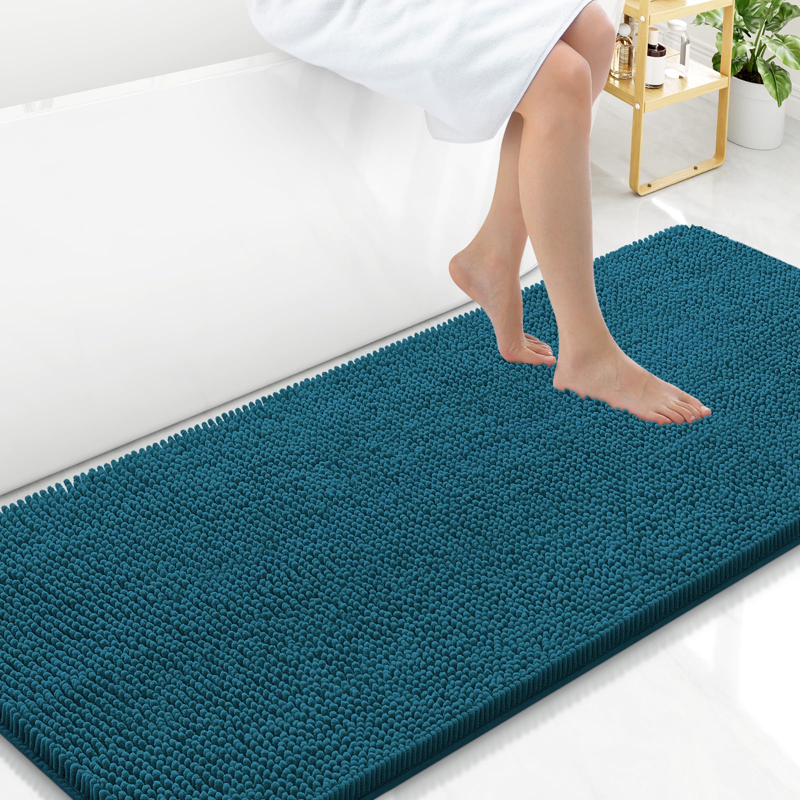 Arotive Bathroom Rugs 70x24, Extra Soft Absorbent Shaggy Chenille Bath Rugs, Machine Washable Rubber Backing Non-Slip Bath Mats for Bathroom Floor Tub and Shower, Home Decor Accessories, Beige