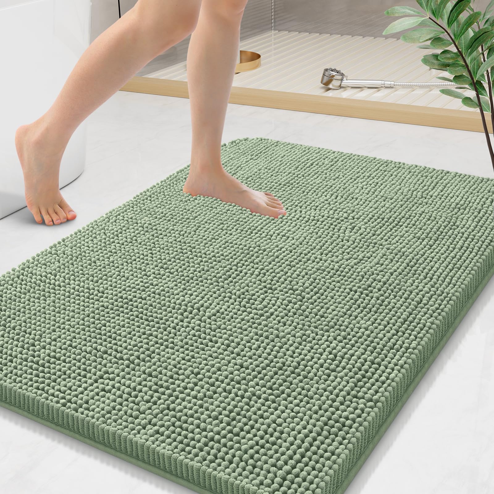 Arotive Bathroom Rugs 70x24, Extra Soft Absorbent Shaggy Chenille Bath Rugs, Machine Washable Rubber Backing Non-Slip Bath Mats for Bathroom Floor Tub and Shower, Home Decor Accessories, Beige