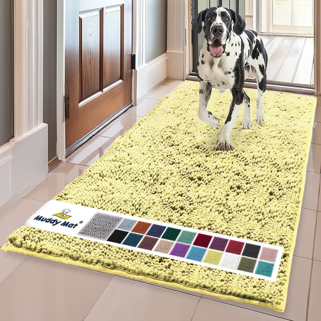 Muddy Mat® | Super Absorbent Door Mat Indoor, Microfiber Quick Dry Chenille Entryway Rug, Non-Slip Front Door Mat, Indoor Mats for Entryway, Machine Washable Pet Rug, Grey 30"x19"