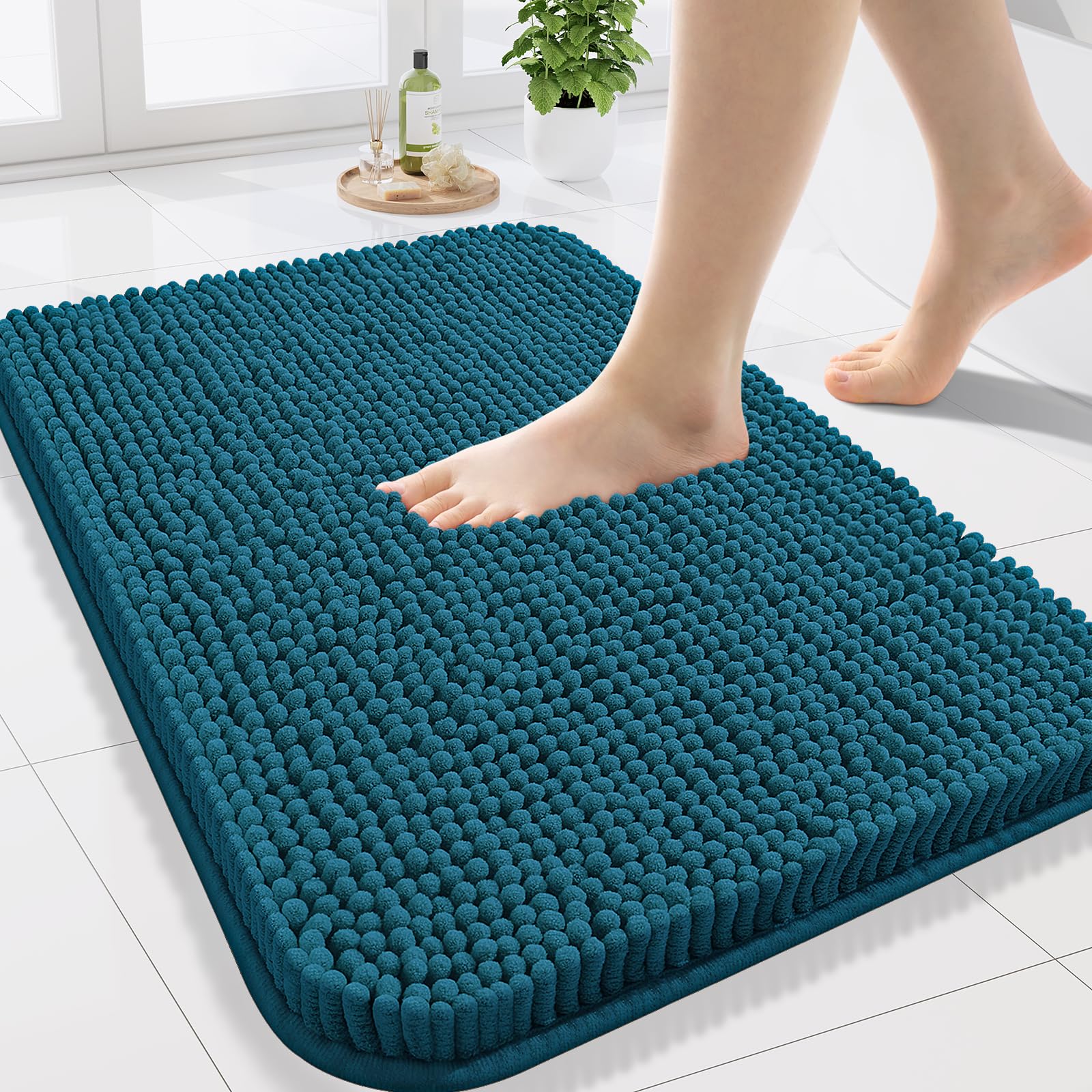 Arotive Bathroom Rugs 30x20, Extra Soft Absorbent Shaggy Chenille Bath Rugs, Machine Washable Rubber Backing Non-Slip Bath Mats for Bathroom Floor Tub and Shower, Home Decor Accessories, Grey
