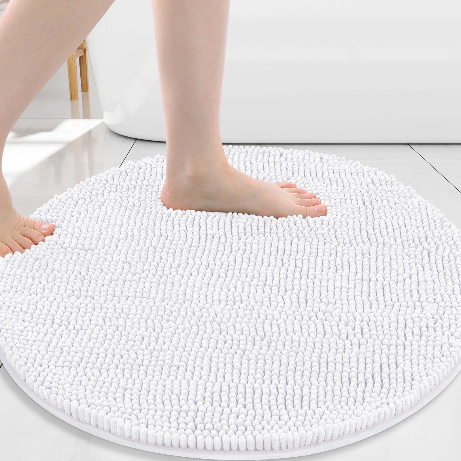Arotive Bathroom Rugs 30x20, Extra Soft Absorbent Shaggy Chenille Bath Rugs, Machine Washable Rubber Backing Non-Slip Bath Mats for Bathroom Floor Tub and Shower, Home Decor Accessories, Grey