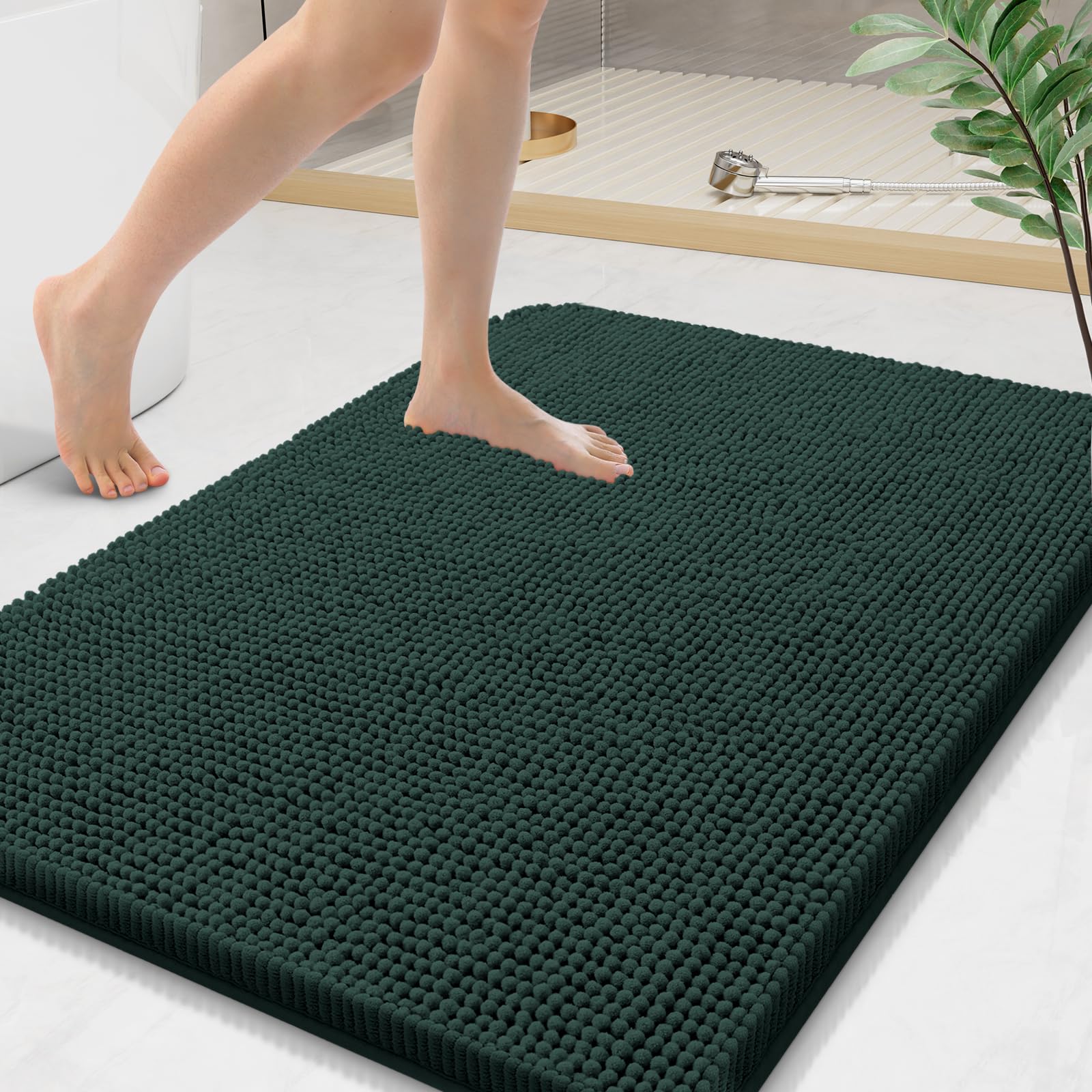 Arotive Bathroom Rugs 70x24, Extra Soft Absorbent Shaggy Chenille Bath Rugs, Machine Washable Rubber Backing Non-Slip Bath Mats for Bathroom Floor Tub and Shower, Home Decor Accessories, Beige