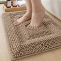 DEXI Bath Mats for Bathroom 16x24, Non Slip Washable Bathroom Rug, Thick Soft Chenille Absorbent Bathmat for Shower Floor, Fluffy Shaggy Carpet for Tub, Grey