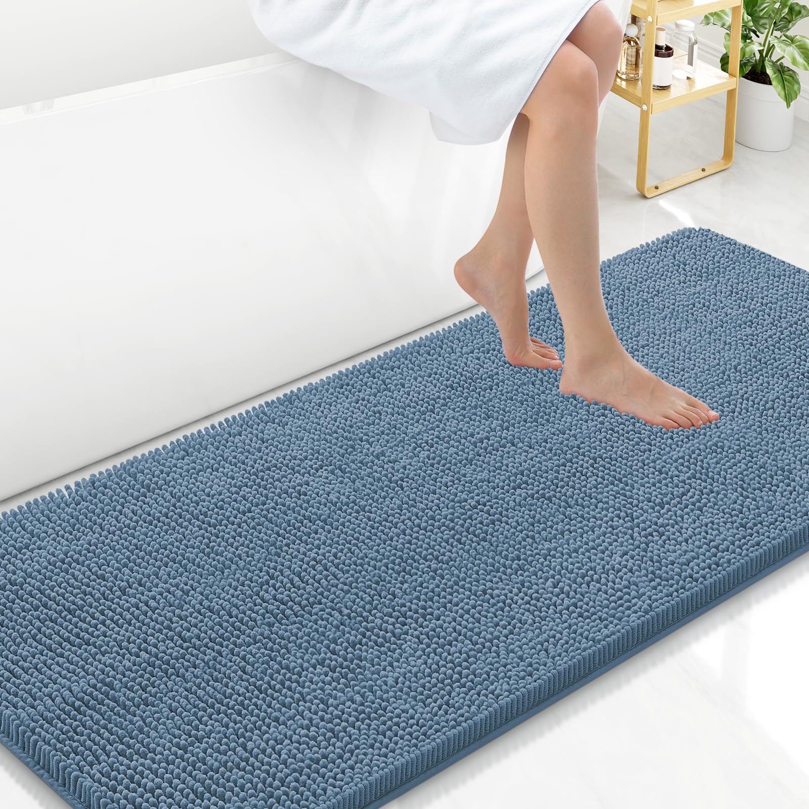 Arotive Bathroom Rugs 70x24, Extra Soft Absorbent Shaggy Chenille Bath Rugs, Machine Washable Rubber Backing Non-Slip Bath Mats for Bathroom Floor Tub and Shower, Home Decor Accessories, Beige