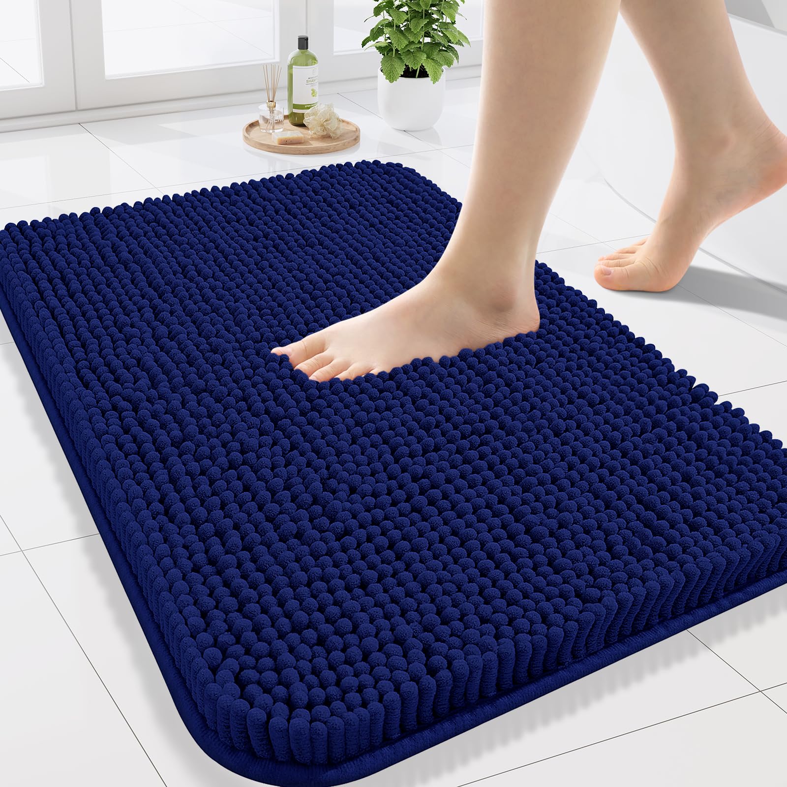 Arotive Bathroom Rugs 30x20, Extra Soft Absorbent Shaggy Chenille Bath Rugs, Machine Washable Rubber Backing Non-Slip Bath Mats for Bathroom Floor Tub and Shower, Home Decor Accessories, Grey