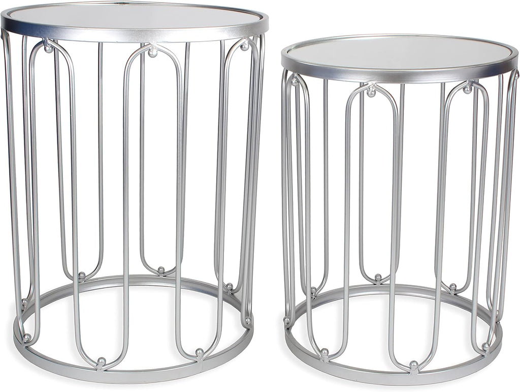 Rutledge & King Hexagon End Table Set - End Tables with Mirrored Tops - Nesting Geometric Accent Tables - Marble Metal Side Tables Hexagon End Table Set (Gold)