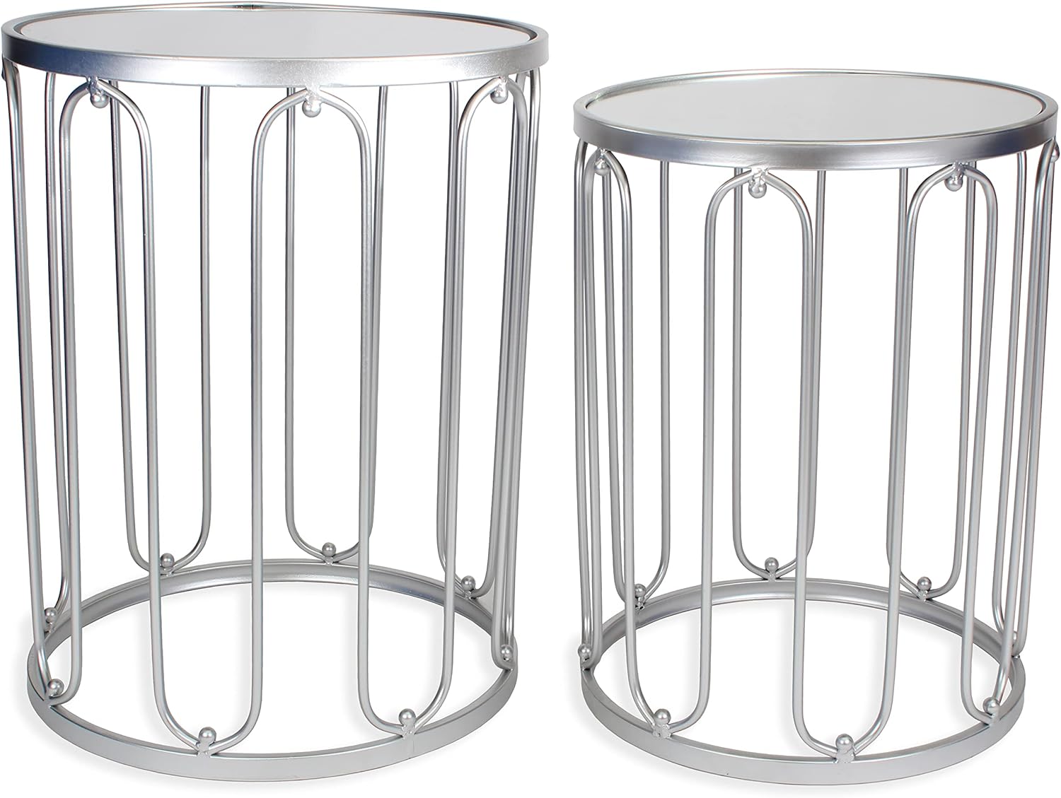 Rutledge & King Hexagon End Table Set - End Tables with Mirrored Tops - Nesting Geometric Accent Tables - Marble Metal Side Tables Hexagon End Table Set (Gold)