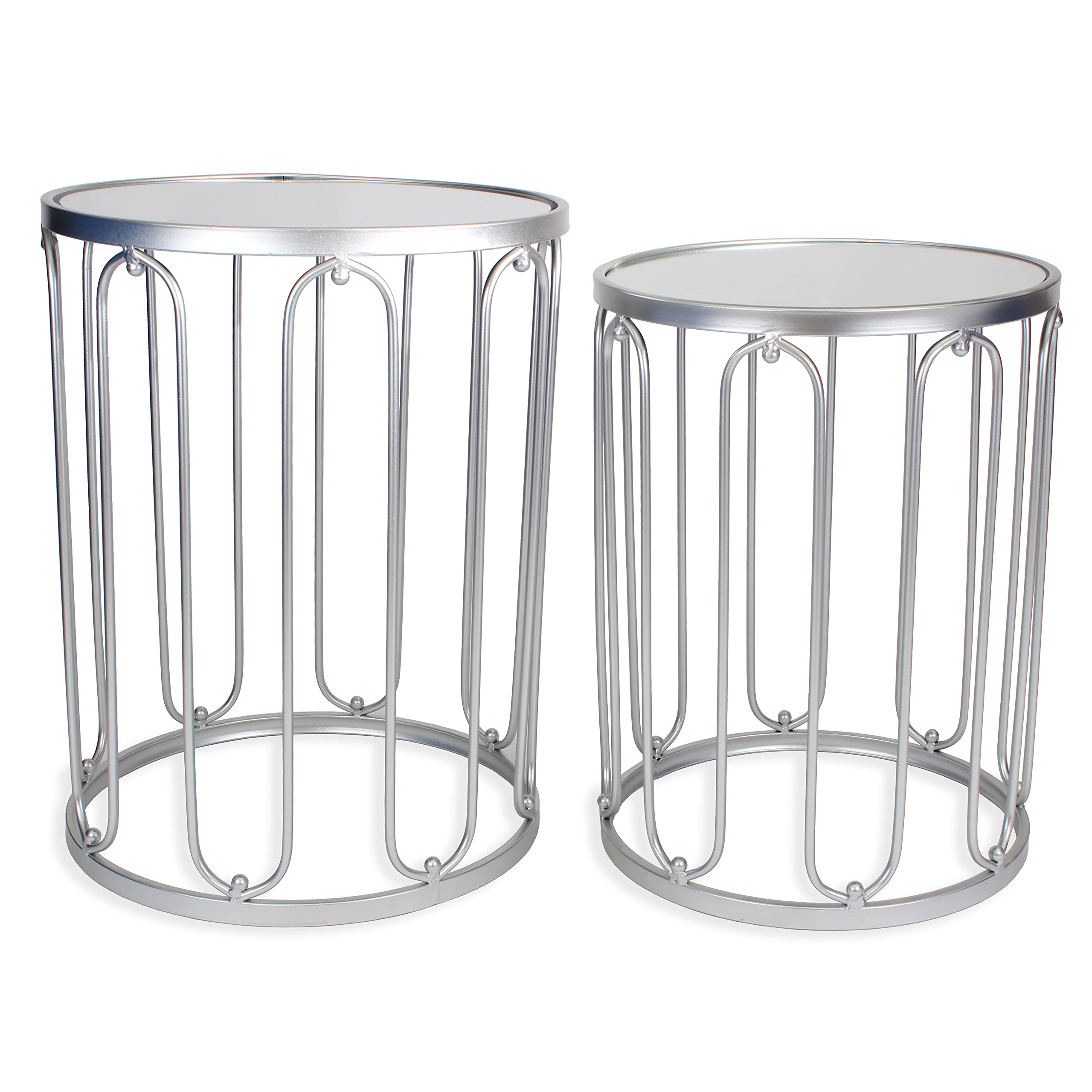 Rutledge & King Hexagon End Table Set - End Tables with Mirrored Tops - Nesting Geometric Accent Tables - Marble Metal Side Tables Hexagon End Table Set (Gold)