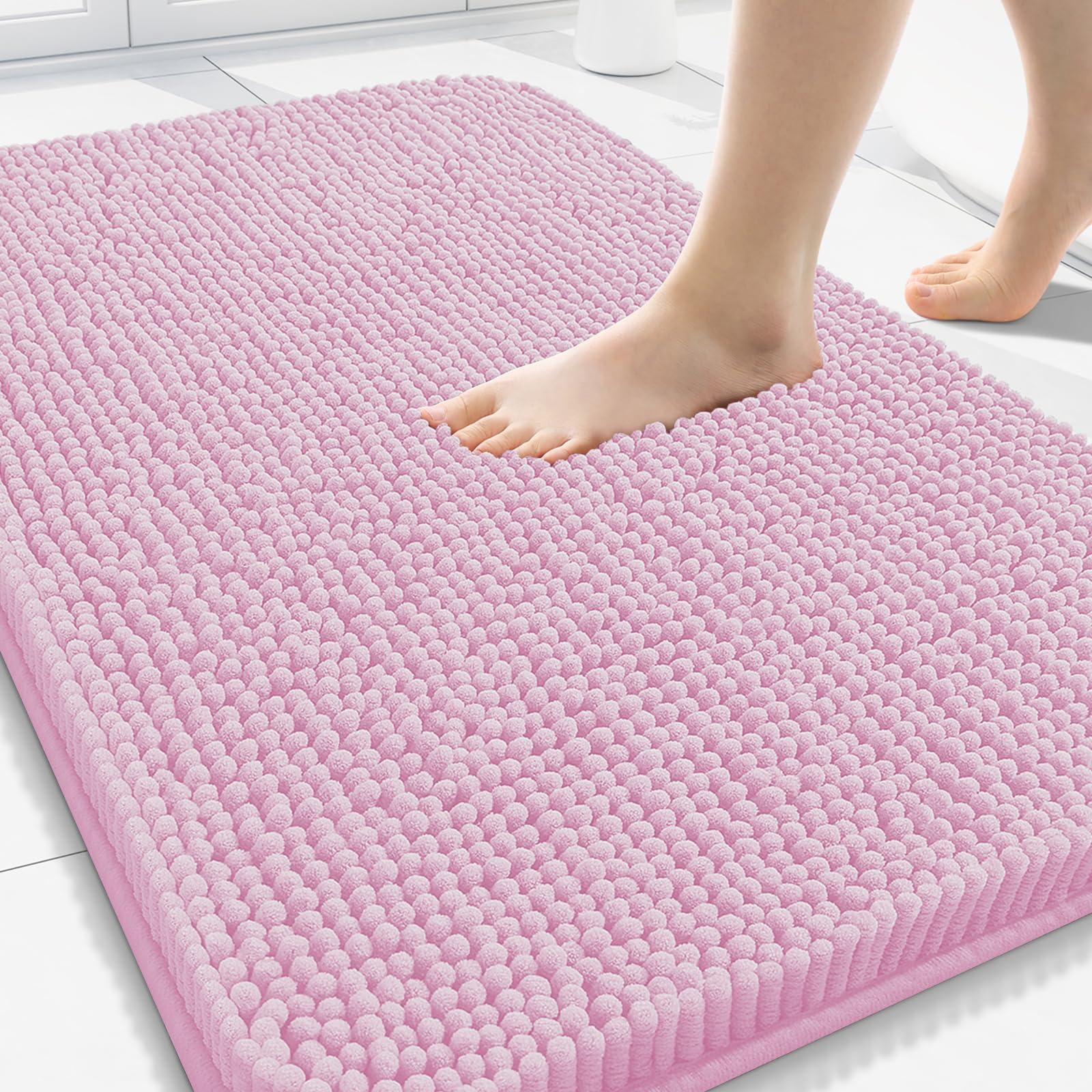 Arotive Bathroom Rugs 70x24, Extra Soft Absorbent Shaggy Chenille Bath Rugs, Machine Washable Rubber Backing Non-Slip Bath Mats for Bathroom Floor Tub and Shower, Home Decor Accessories, Beige