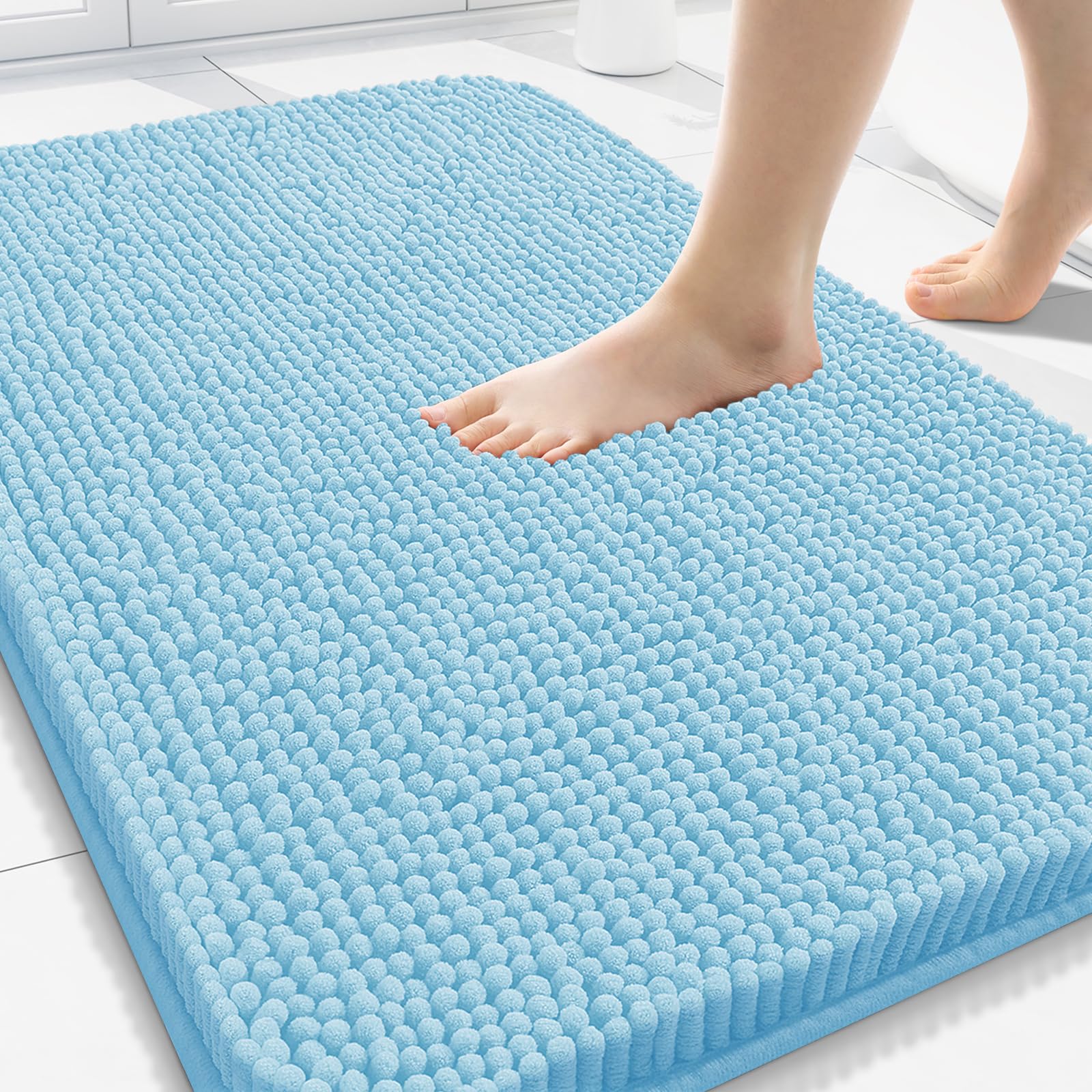 Arotive Bathroom Rugs 30x20, Extra Soft Absorbent Shaggy Chenille Bath Rugs, Machine Washable Rubber Backing Non-Slip Bath Mats for Bathroom Floor Tub and Shower, Home Decor Accessories, Grey