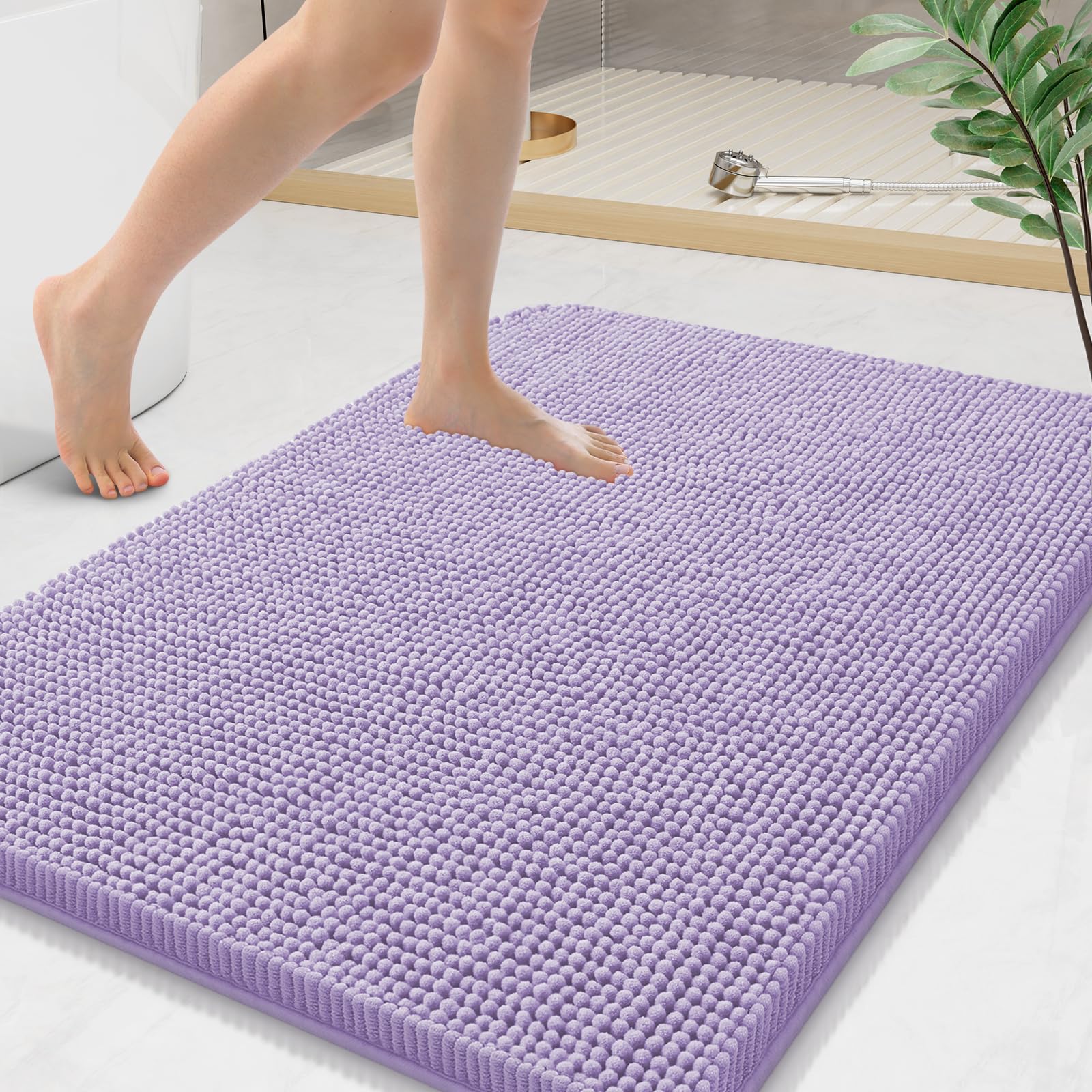 Arotive Bathroom Rugs 70x24, Extra Soft Absorbent Shaggy Chenille Bath Rugs, Machine Washable Rubber Backing Non-Slip Bath Mats for Bathroom Floor Tub and Shower, Home Decor Accessories, Beige