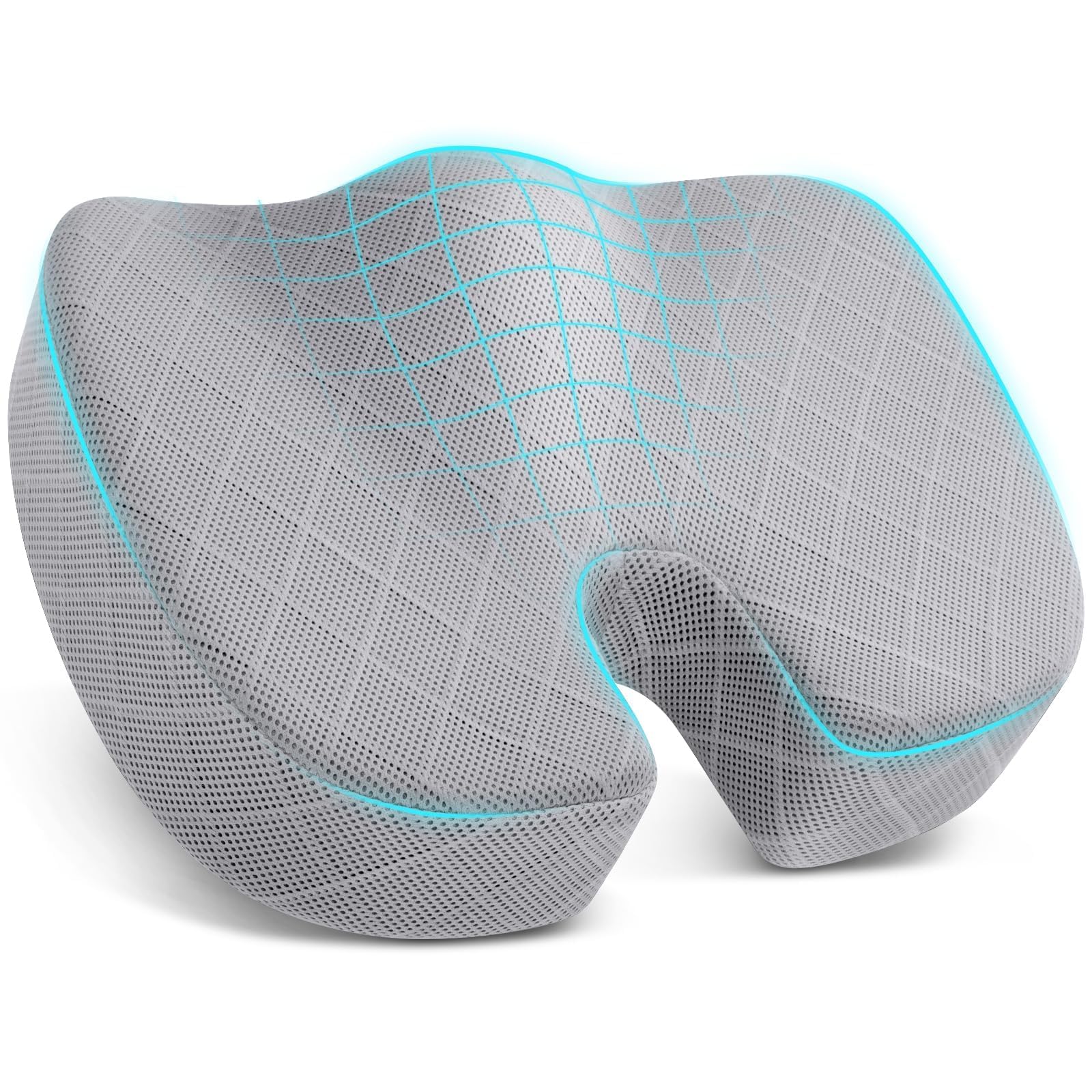TushGuard Seat Cushion - Memory Foam Cushion for Office Chair, Car Seat, Airplane, Bleacher - Sciatica & Hip & Coccyx Pain Relief Desk Chair Cushion for Long Sitting Office Workers, Car Drivers
