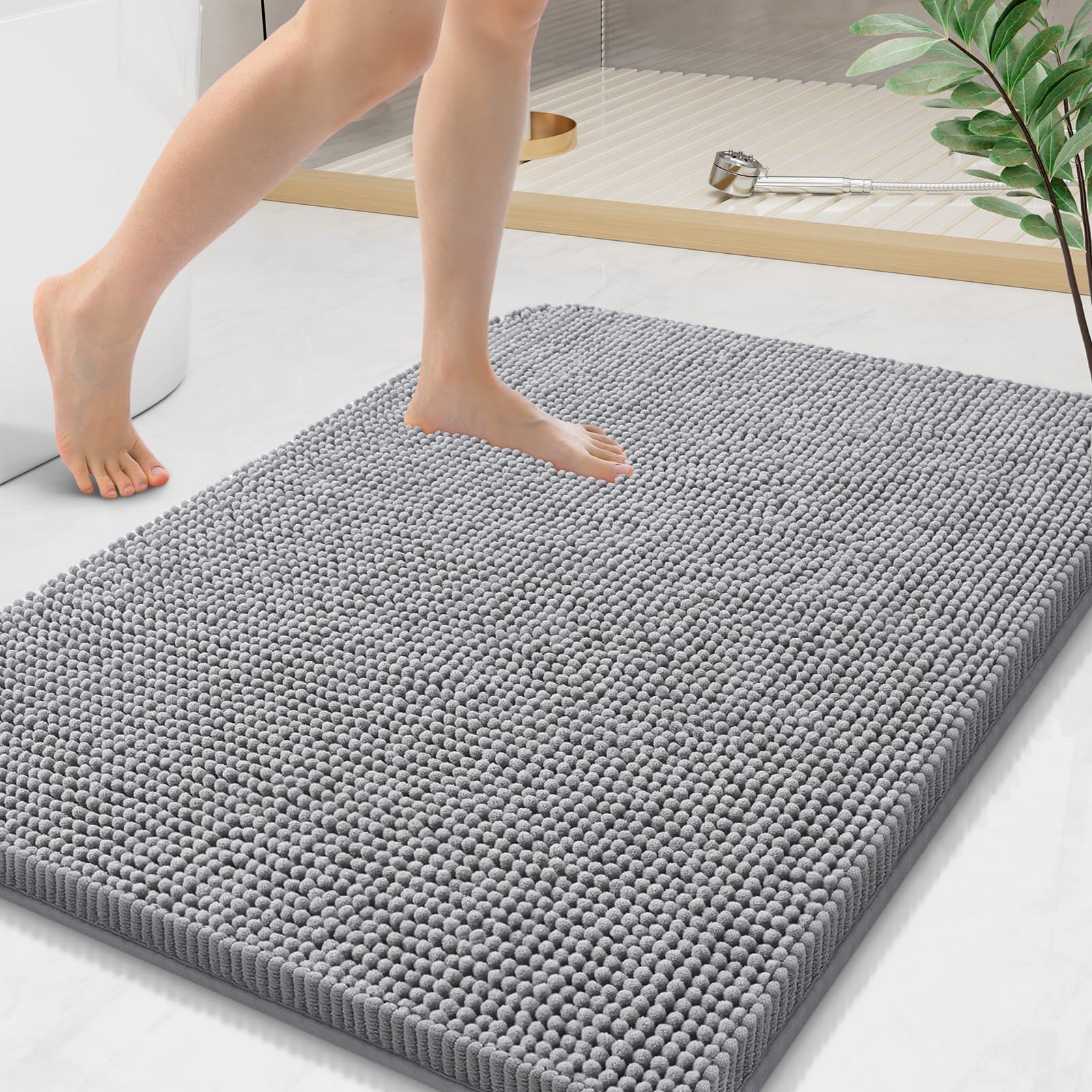 Arotive Bathroom Rugs 70x24, Extra Soft Absorbent Shaggy Chenille Bath Rugs, Machine Washable Rubber Backing Non-Slip Bath Mats for Bathroom Floor Tub and Shower, Home Decor Accessories, Beige