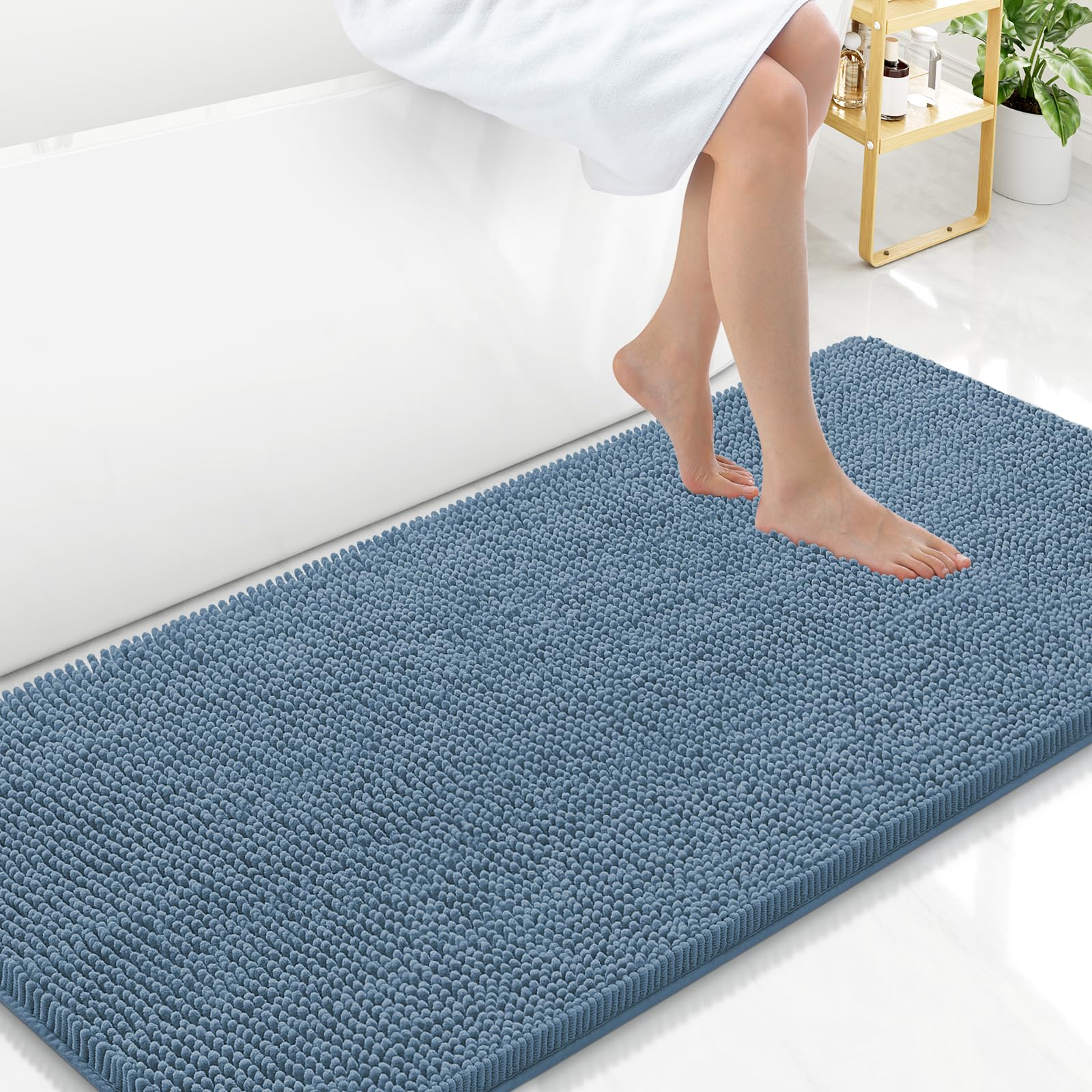 Arotive Bathroom Rugs 30x20, Extra Soft Absorbent Shaggy Chenille Bath Rugs, Machine Washable Rubber Backing Non-Slip Bath Mats for Bathroom Floor Tub and Shower, Home Decor Accessories, Grey