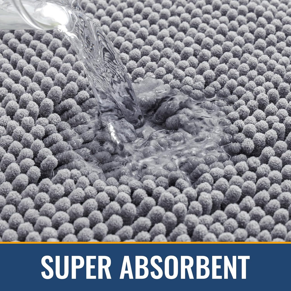 Arotive Bathroom Rugs 30x20, Extra Soft Absorbent Shaggy Chenille Bath Rugs, Machine Washable Rubber Backing Non-Slip Bath Mats for Bathroom Floor Tub and Shower, Home Decor Accessories, Grey