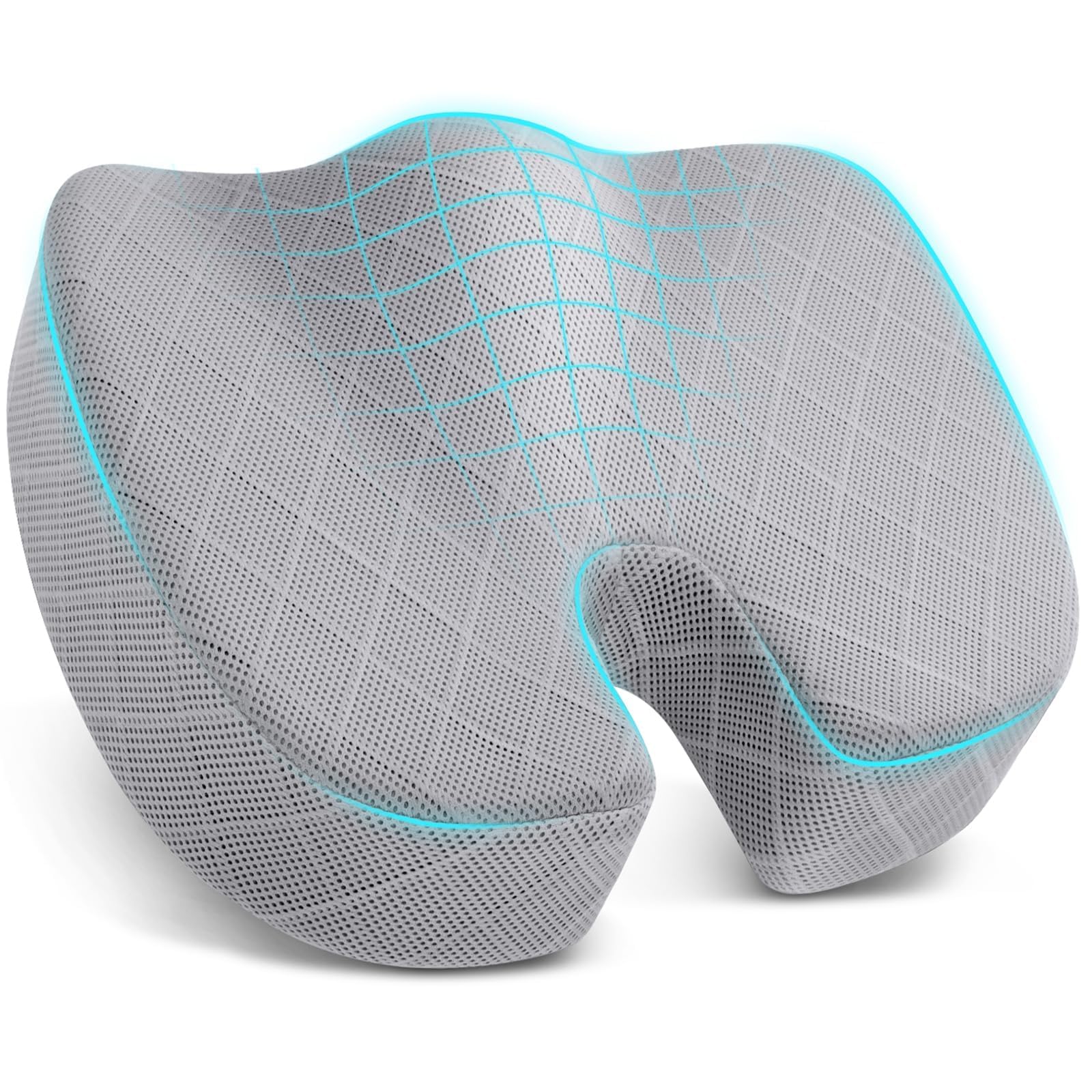 TushGuard Seat Cushion - Memory Foam Cushion for Office Chair, Car Seat, Airplane, Bleacher - Sciatica & Hip & Coccyx Pain Relief Desk Chair Cushion for Long Sitting Office Workers, Car Drivers