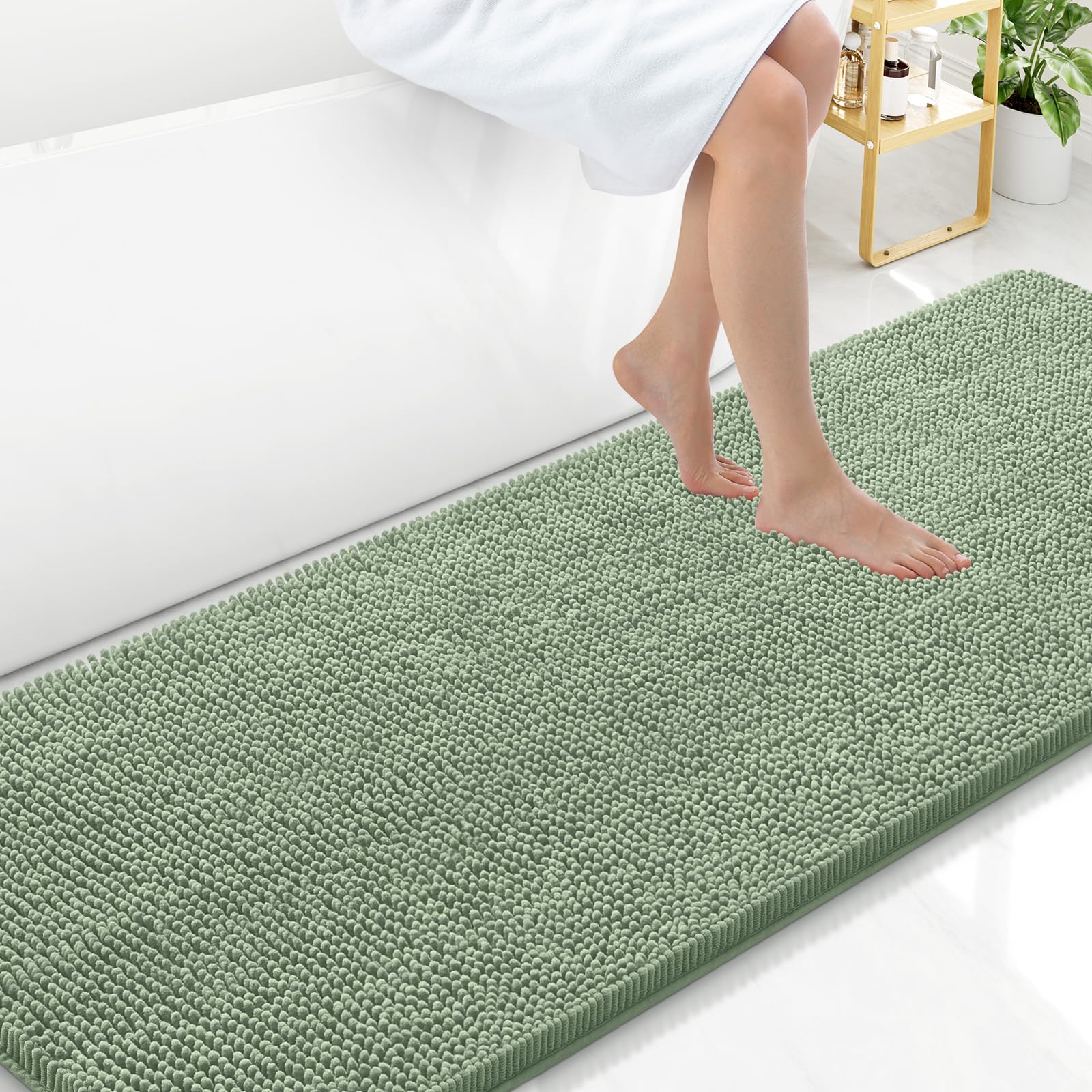 Arotive Bathroom Rugs 70x24, Extra Soft Absorbent Shaggy Chenille Bath Rugs, Machine Washable Rubber Backing Non-Slip Bath Mats for Bathroom Floor Tub and Shower, Home Decor Accessories, Beige