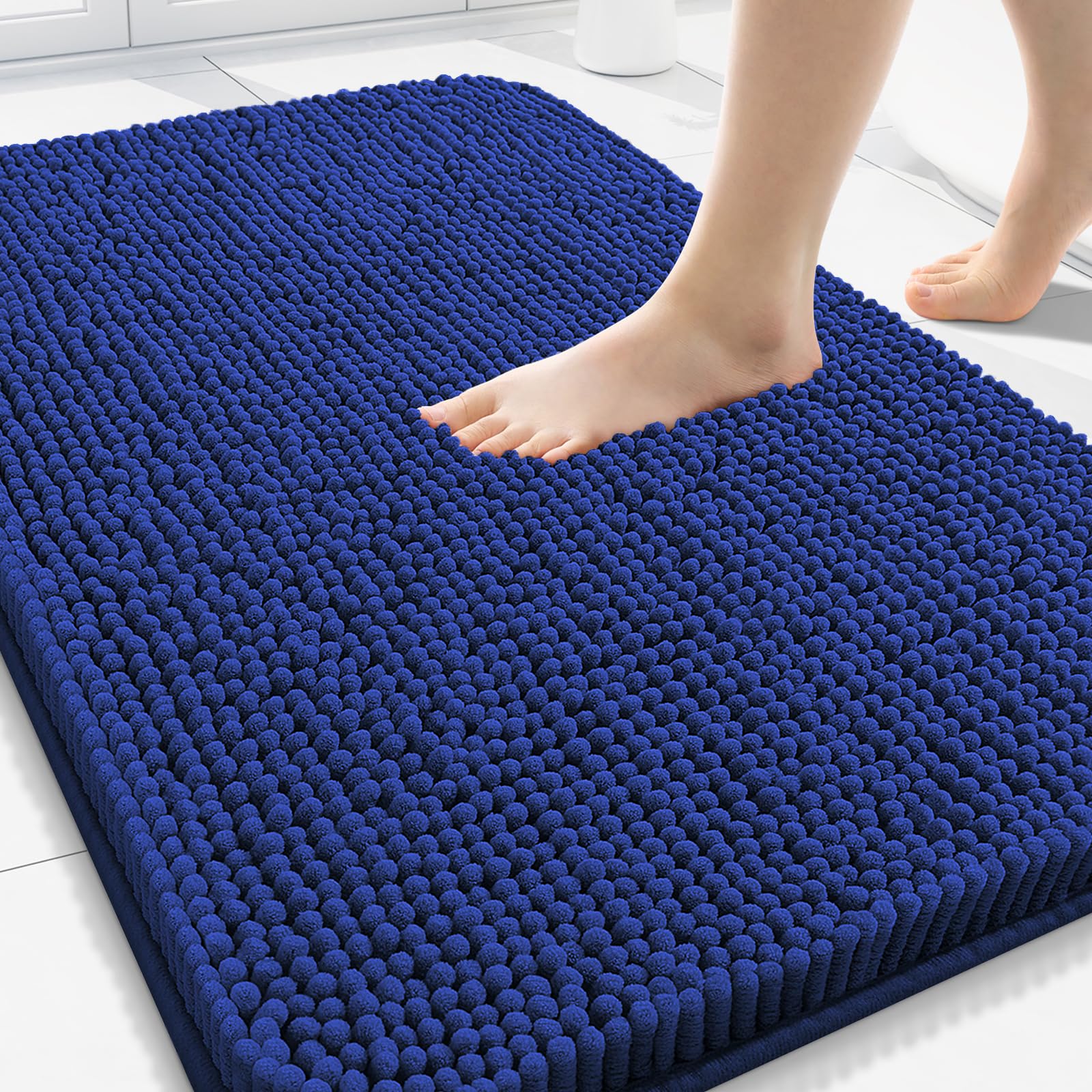Arotive Bathroom Rugs 30x20, Extra Soft Absorbent Shaggy Chenille Bath Rugs, Machine Washable Rubber Backing Non-Slip Bath Mats for Bathroom Floor Tub and Shower, Home Decor Accessories, Grey