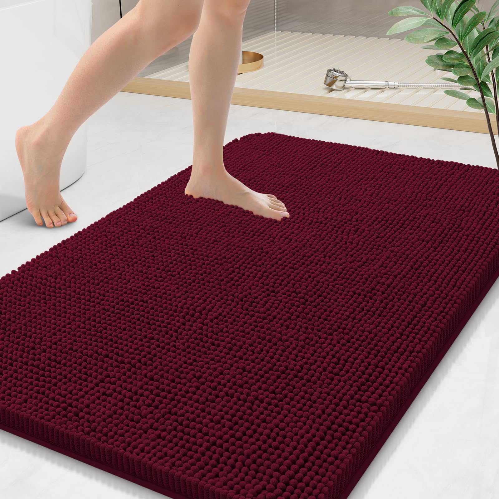 Arotive Bathroom Rugs 30x20, Extra Soft Absorbent Shaggy Chenille Bath Rugs, Machine Washable Rubber Backing Non-Slip Bath Mats for Bathroom Floor Tub and Shower, Home Decor Accessories, Grey