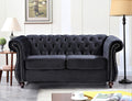 Container Furniture Direct Feinstein Modern Velvet Chesterfield Couches for Living Room with Nailheads, Diamond Tufting & Durable Metal Frame, Loveseat, Green