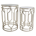Rutledge & King Hexagon End Table Set - End Tables with Mirrored Tops - Nesting Geometric Accent Tables - Marble Metal Side Tables Hexagon End Table Set (Gold)