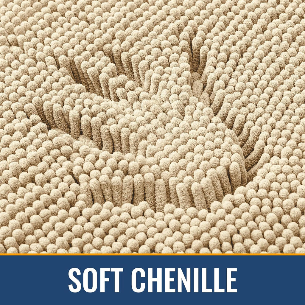 Arotive Bathroom Rugs 70x24, Extra Soft Absorbent Shaggy Chenille Bath Rugs, Machine Washable Rubber Backing Non-Slip Bath Mats for Bathroom Floor Tub and Shower, Home Decor Accessories, Beige