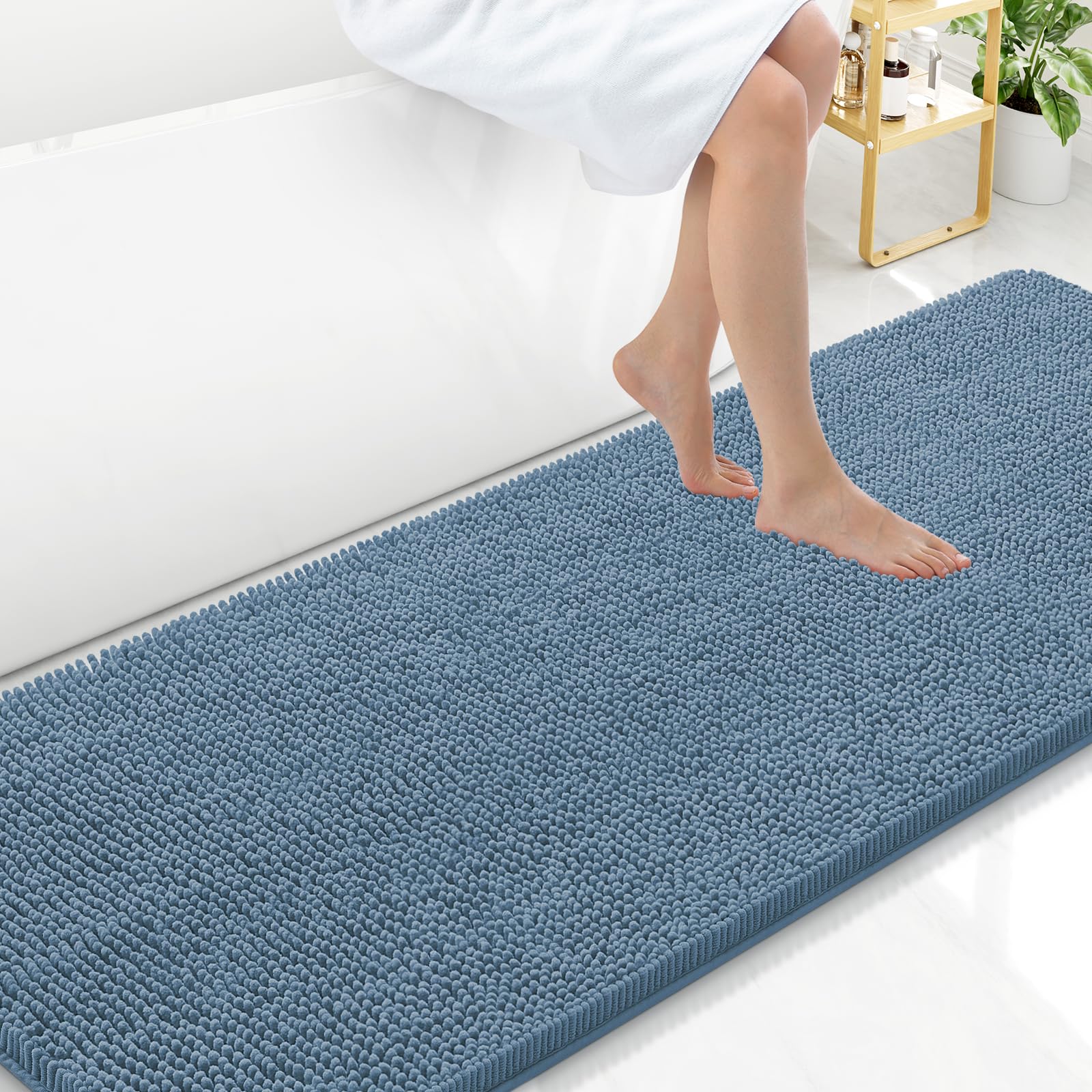 Arotive Bathroom Rugs 70x24, Extra Soft Absorbent Shaggy Chenille Bath Rugs, Machine Washable Rubber Backing Non-Slip Bath Mats for Bathroom Floor Tub and Shower, Home Decor Accessories, Beige