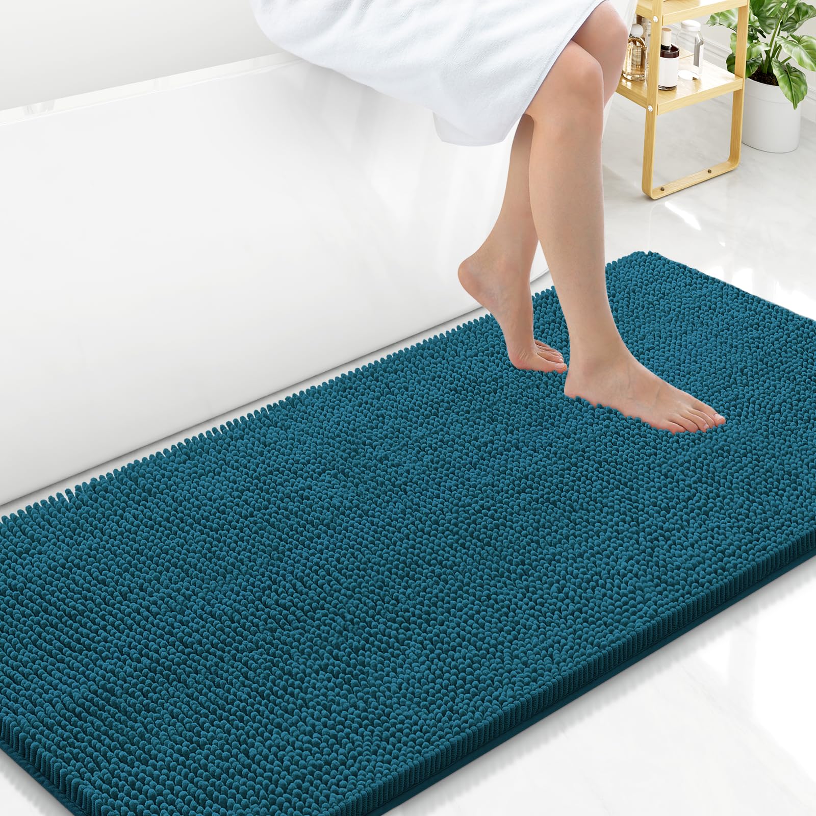 Arotive Bathroom Rugs 30x20, Extra Soft Absorbent Shaggy Chenille Bath Rugs, Machine Washable Rubber Backing Non-Slip Bath Mats for Bathroom Floor Tub and Shower, Home Decor Accessories, Grey