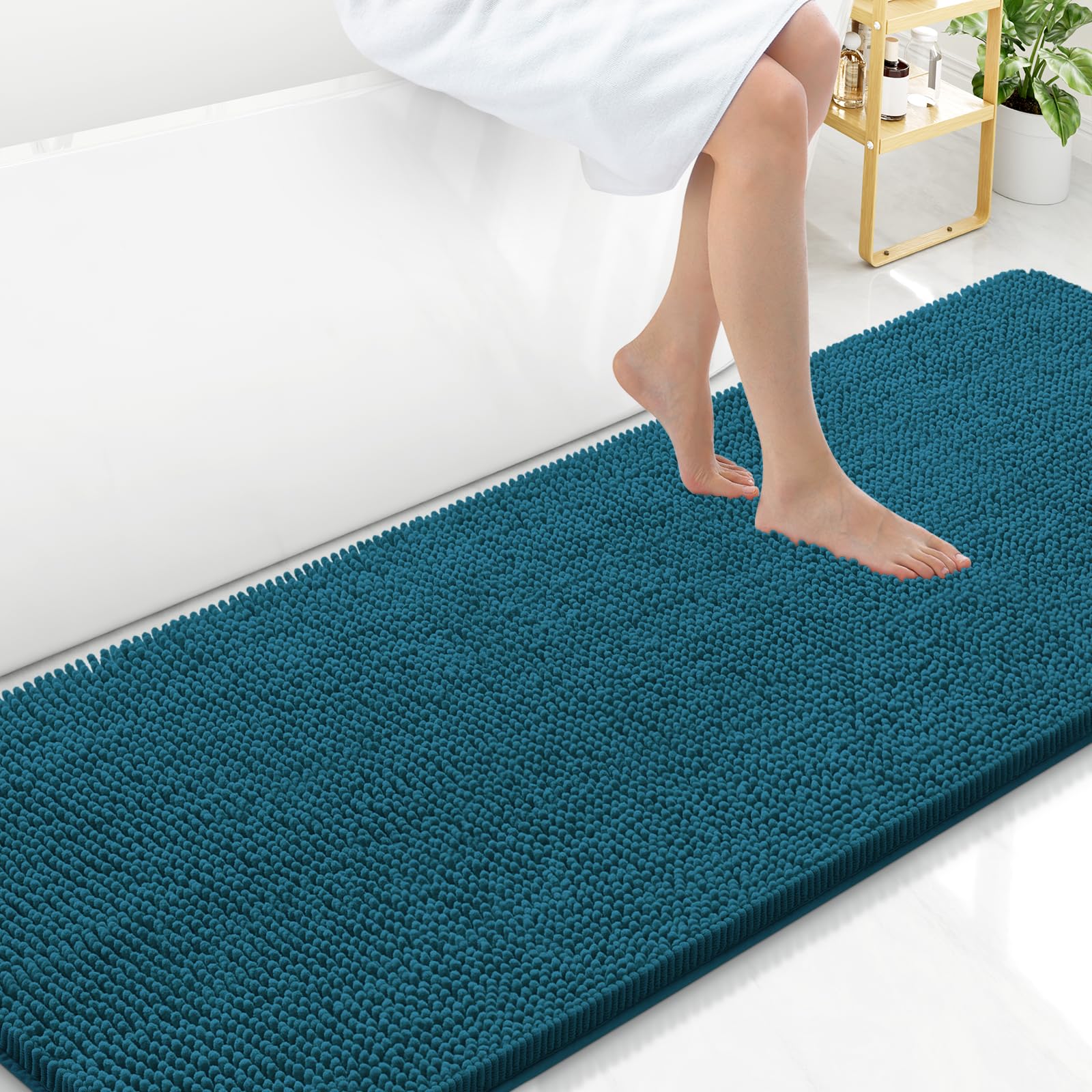 Arotive Bathroom Rugs 30x20, Extra Soft Absorbent Shaggy Chenille Bath Rugs, Machine Washable Rubber Backing Non-Slip Bath Mats for Bathroom Floor Tub and Shower, Home Decor Accessories, Grey