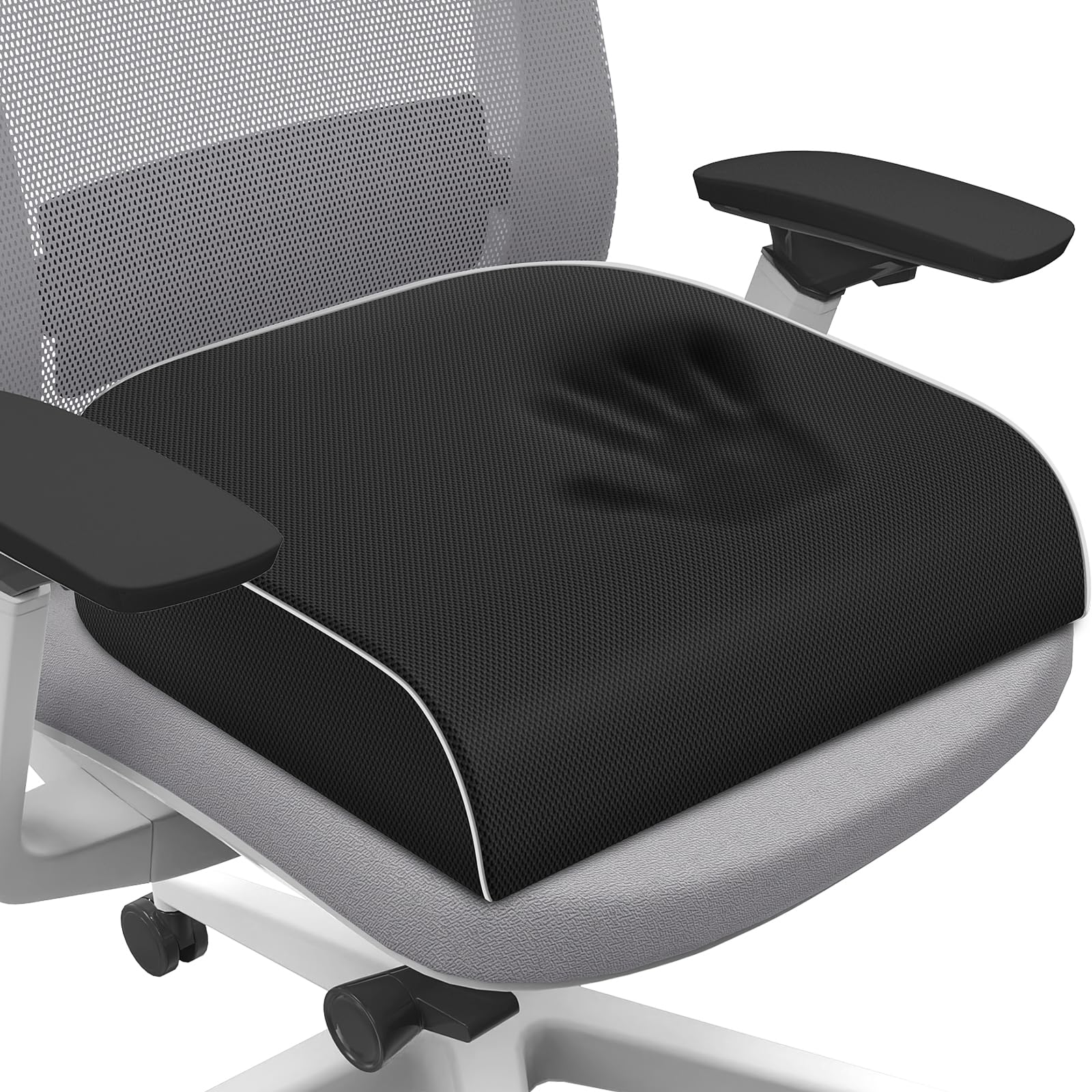 SweetSlubr Seat Cushion for Tailbone Pain Relief, Office Chair Cushion, Memory Foam Large Cushion with Non-Slip Cover for Soft Support at Office Chair, Car Seat, Airplane, Floor Pillow, Black/Large