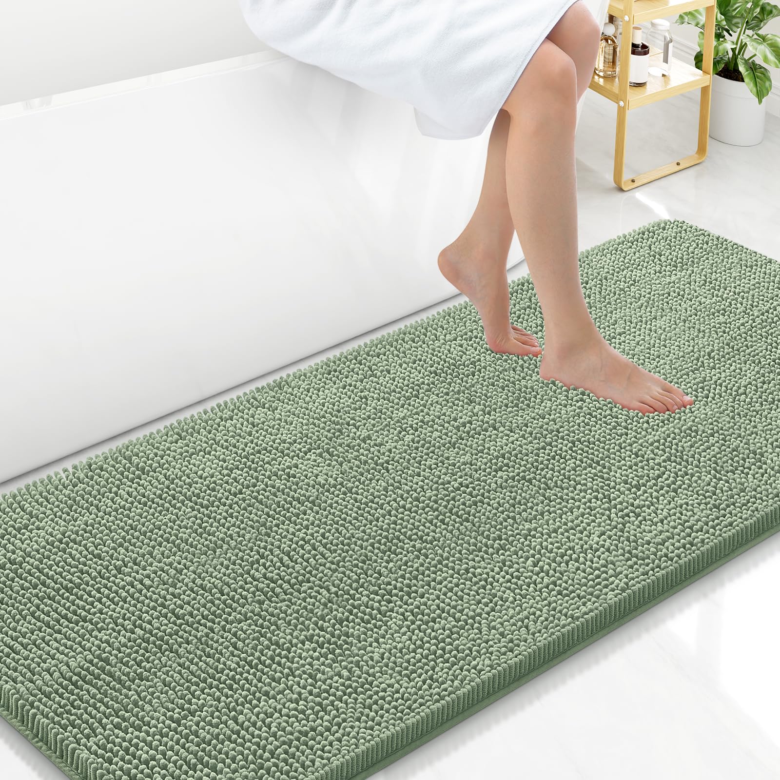Arotive Bathroom Rugs 30x20, Extra Soft Absorbent Shaggy Chenille Bath Rugs, Machine Washable Rubber Backing Non-Slip Bath Mats for Bathroom Floor Tub and Shower, Home Decor Accessories, Grey