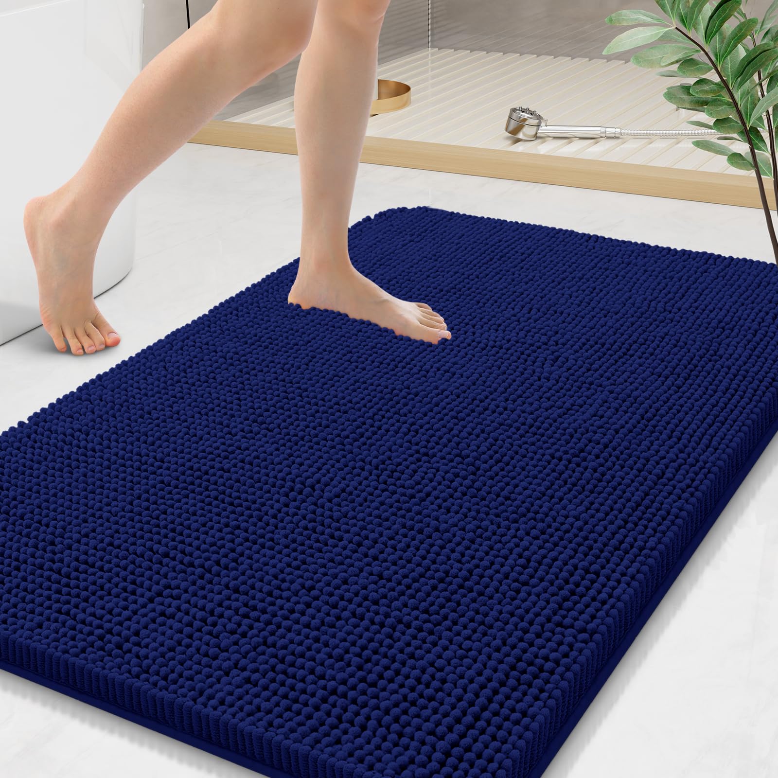 Arotive Bathroom Rugs 70x24, Extra Soft Absorbent Shaggy Chenille Bath Rugs, Machine Washable Rubber Backing Non-Slip Bath Mats for Bathroom Floor Tub and Shower, Home Decor Accessories, Beige